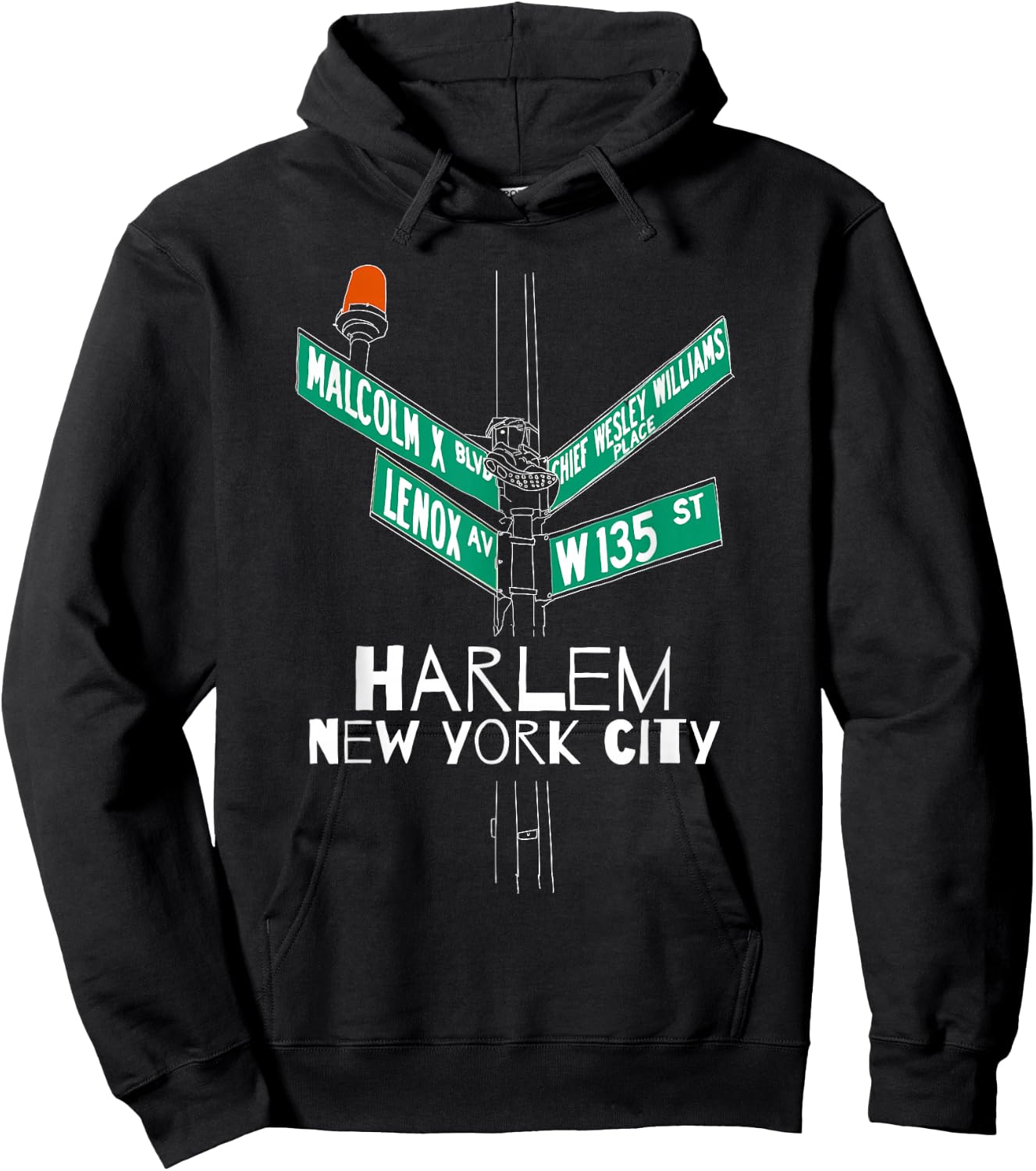 Harlem New York City Street Sign Hoodie - Hoodie | Black