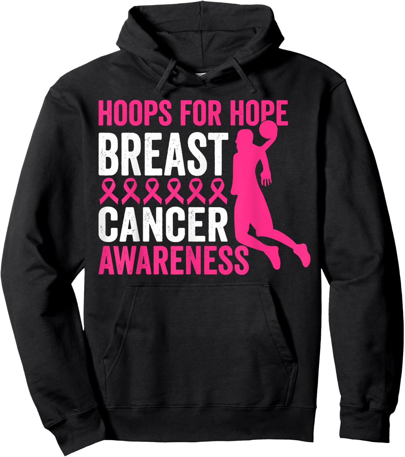 Hoops For Hope Basketball Family Breast Cancer Awareness Hoodie - Hoodie | Black