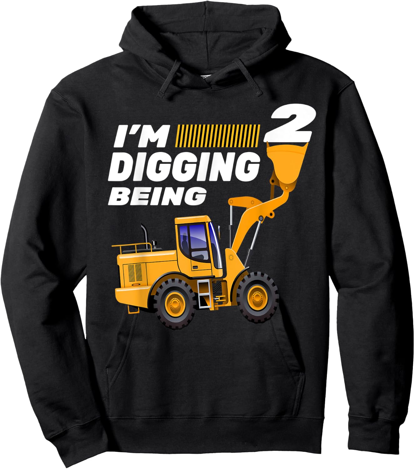 2nd Birthday Shirt Bulldozer Tractor Construction Party Hoodie - Hoodie | Black