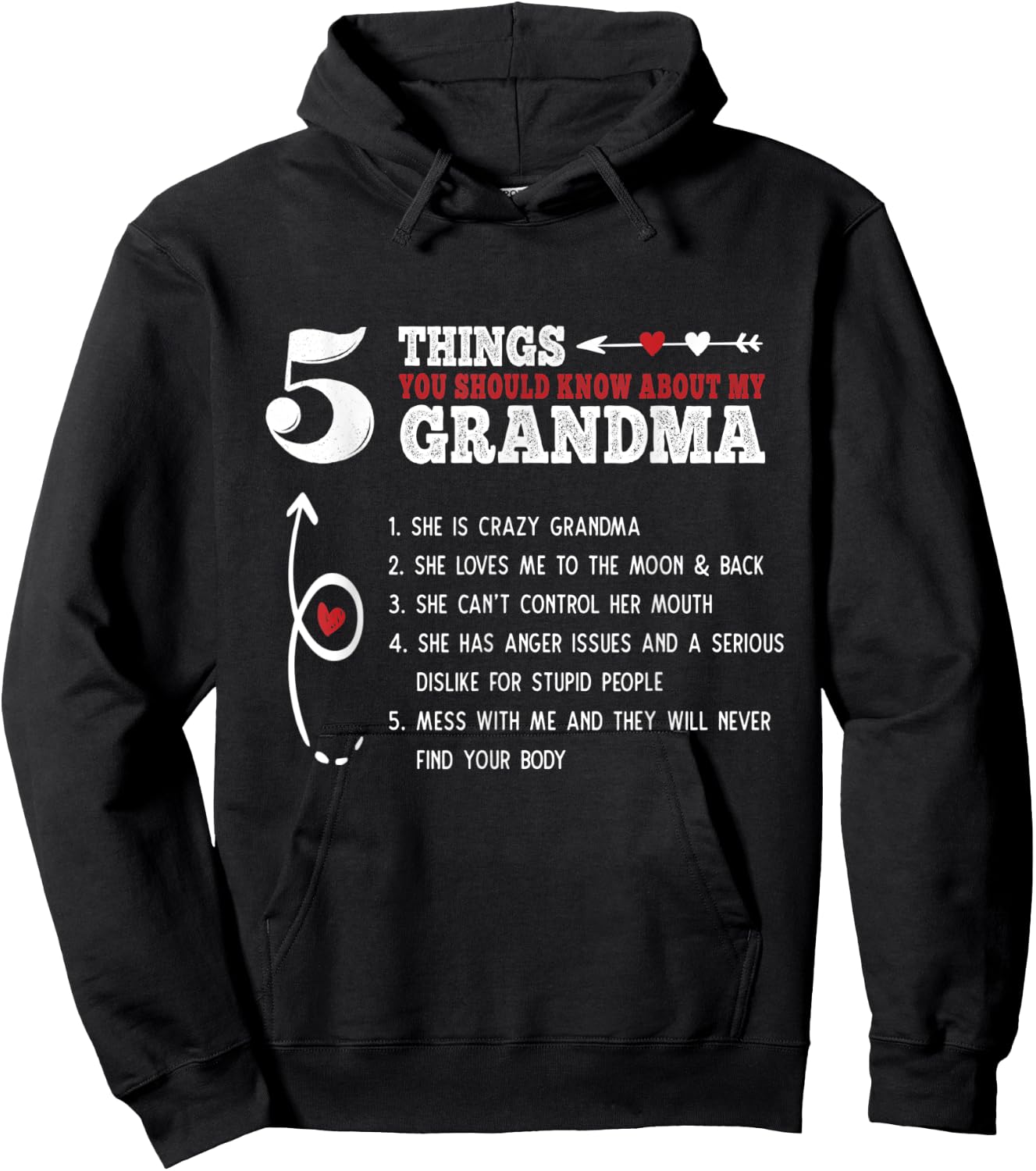 5 Things You Should Know About My Grandma Funny Saying Gift Hoodie - Hoodie | Black