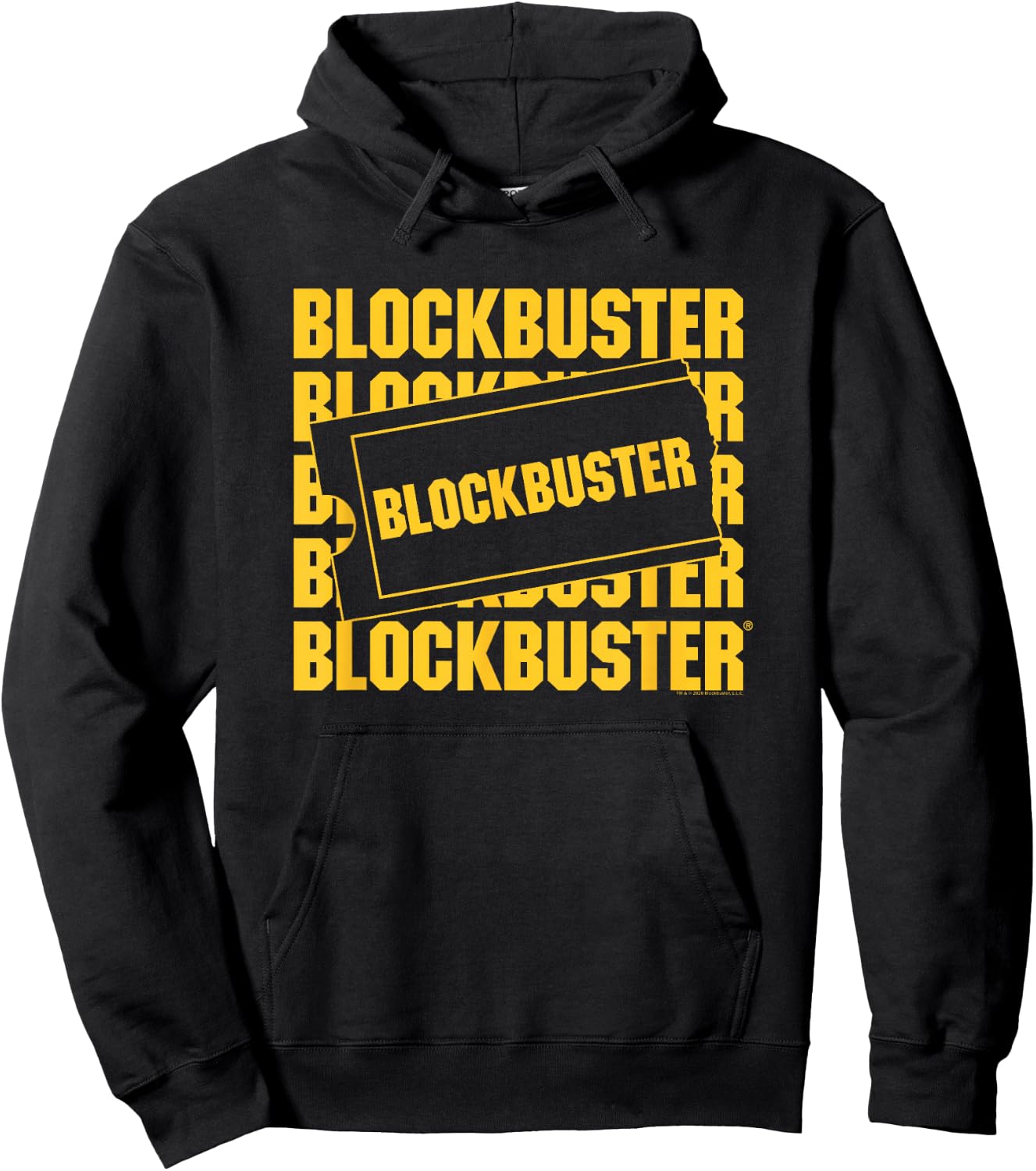 Blockbuster Repeating Logo with Ticket Hoodie - Hoodie | Black