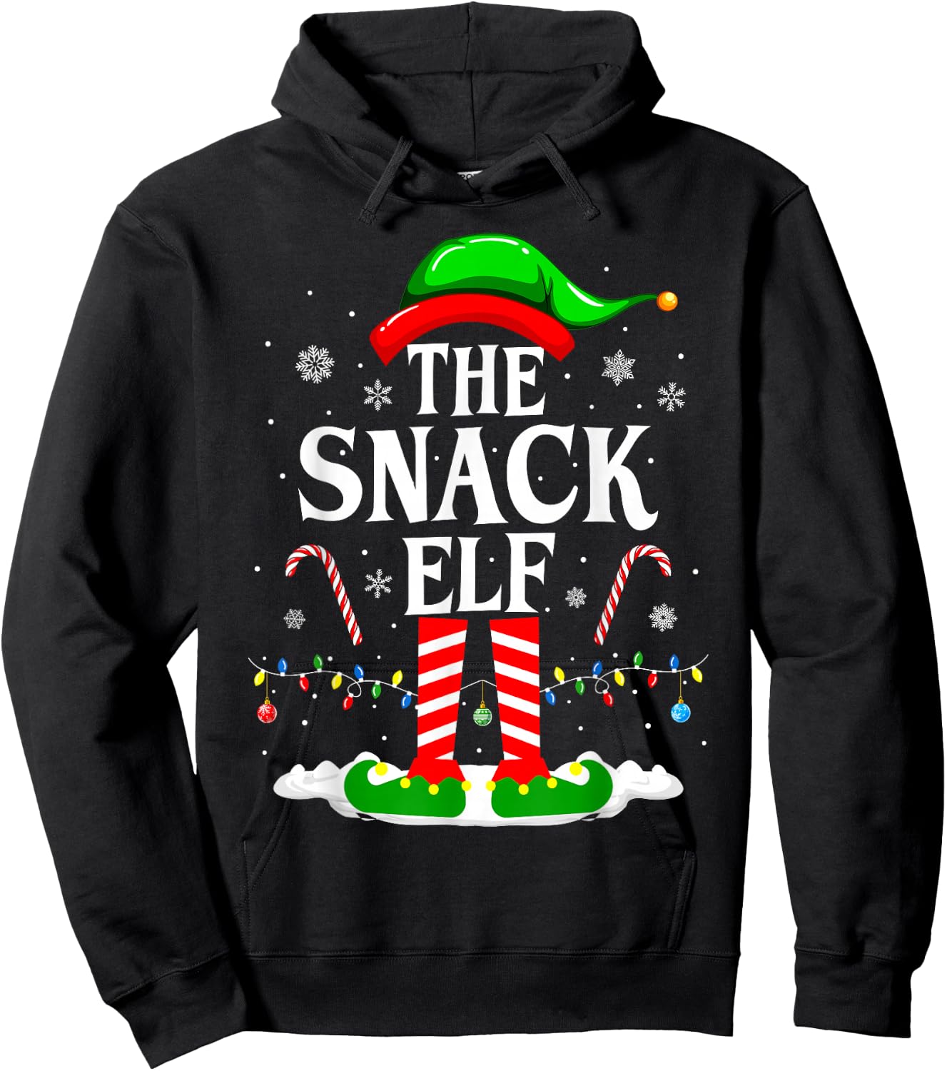 The Snack Elf Xmas Funny Matching Family Group Christmas Hoodie - Hoodie | Black