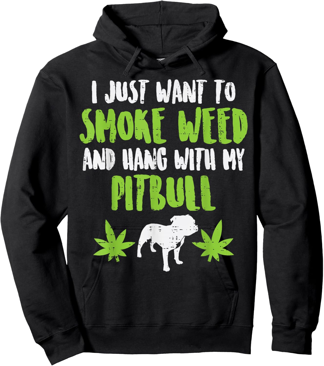 Smoke Weed Hang With Pitbull Cannabis Dog Lover Stoner Gift Hoodie - Hoodie | Black