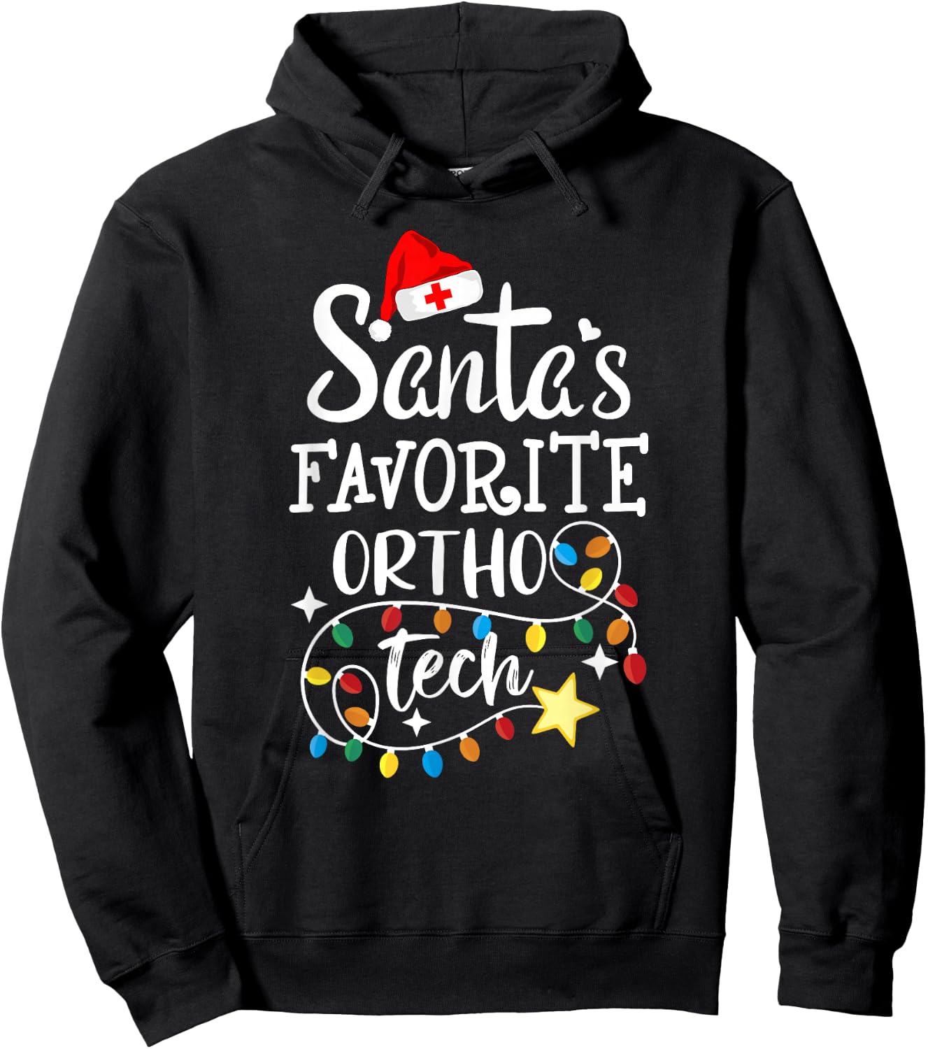 Christmas Orthopedic Technician Santa's Favorite Ortho Tech Hoodie - Hoodie | Black