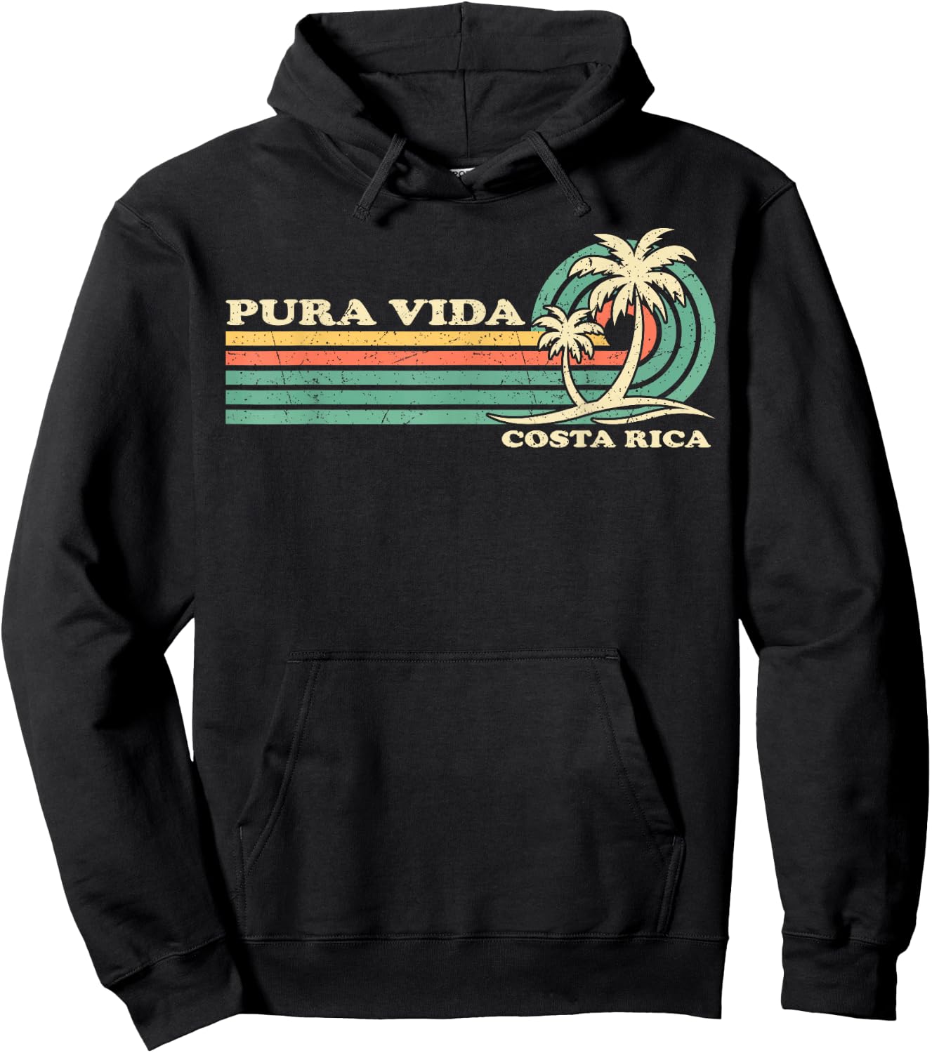 Retro Vintage Family Vacation Costa Rica Pura Vida Beach Hoodie - Hoodie | Black