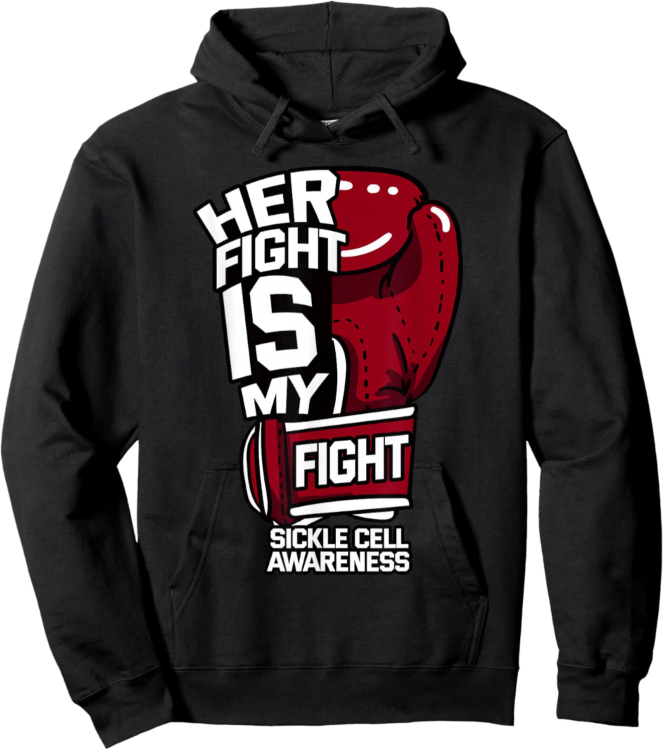 Her Fight Is My Fight Sickle Cell Awareness Burgundy Ribbon Hoodie - Hoodie | Black