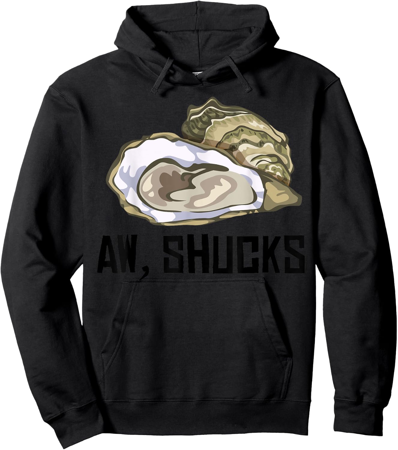 Funny Oyster Gift Cool Aw Shucks Shell Shucking Food Pun Hoodie - Hoodie | Black