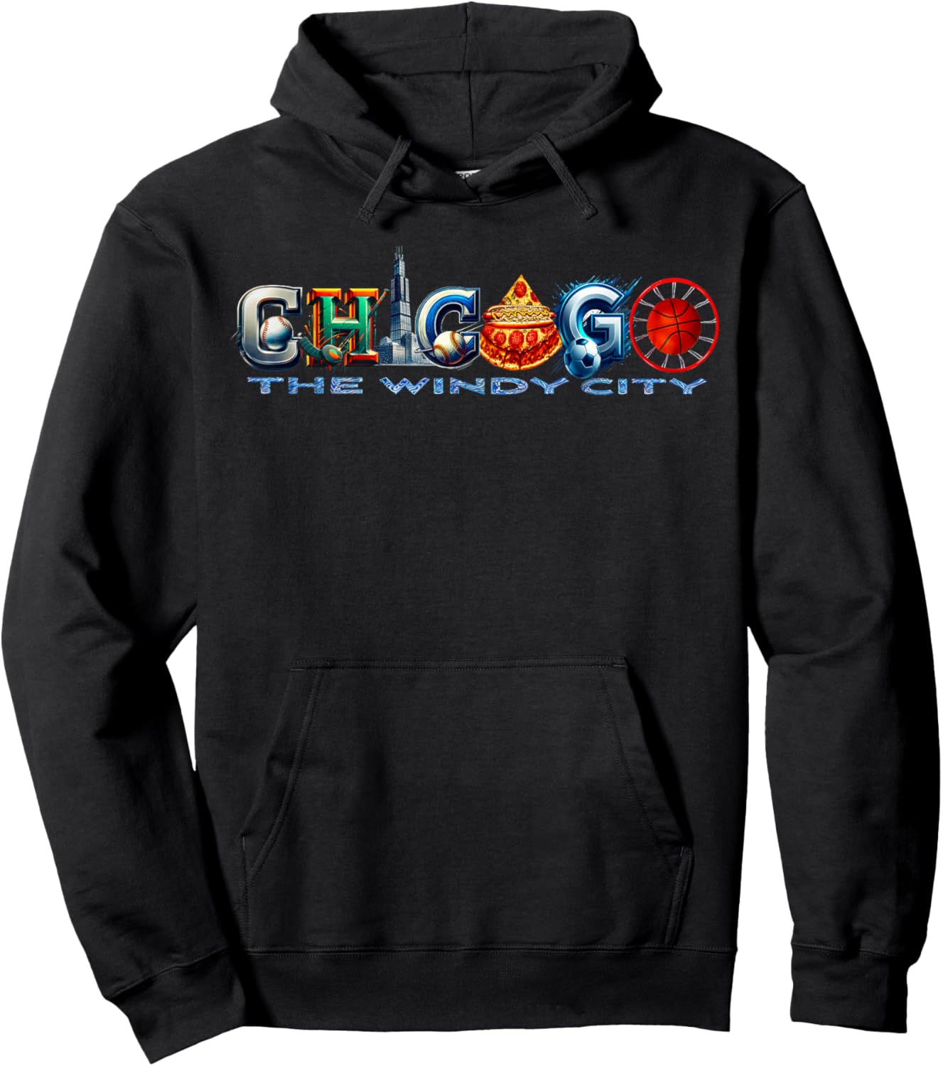 The Windy City A Chicago Sporting Team Fan A Fun Chicagoan Hoodie - Hoodie | Black