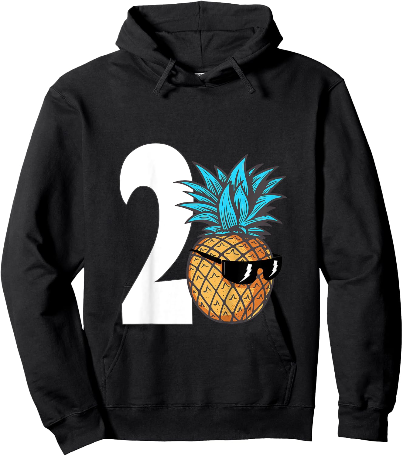 Kids Two Year Old Birthday Boy Cool Pineapple 2nd Birthday Party Hoodie - Hoodie | Black