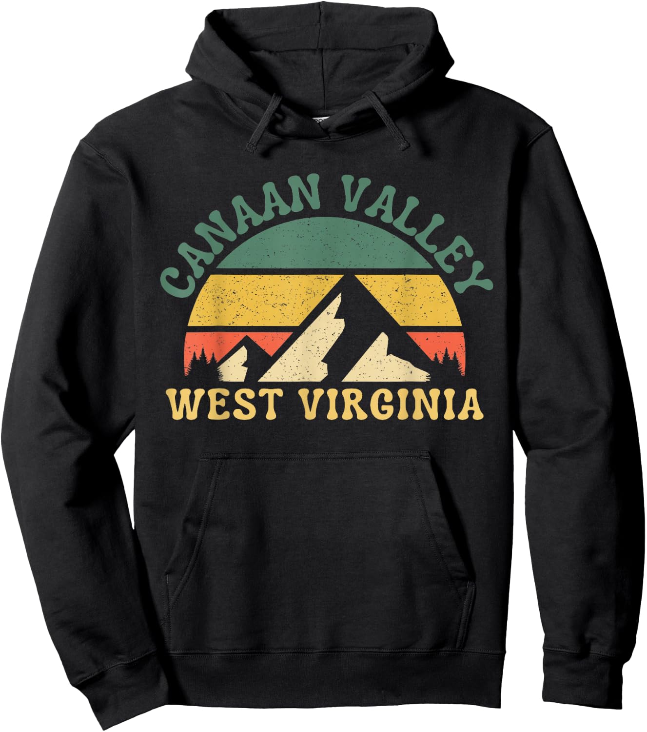 Canaan Valley West Virginia Mountain Retro Sunset Vintage Hoodie - Hoodie | Black