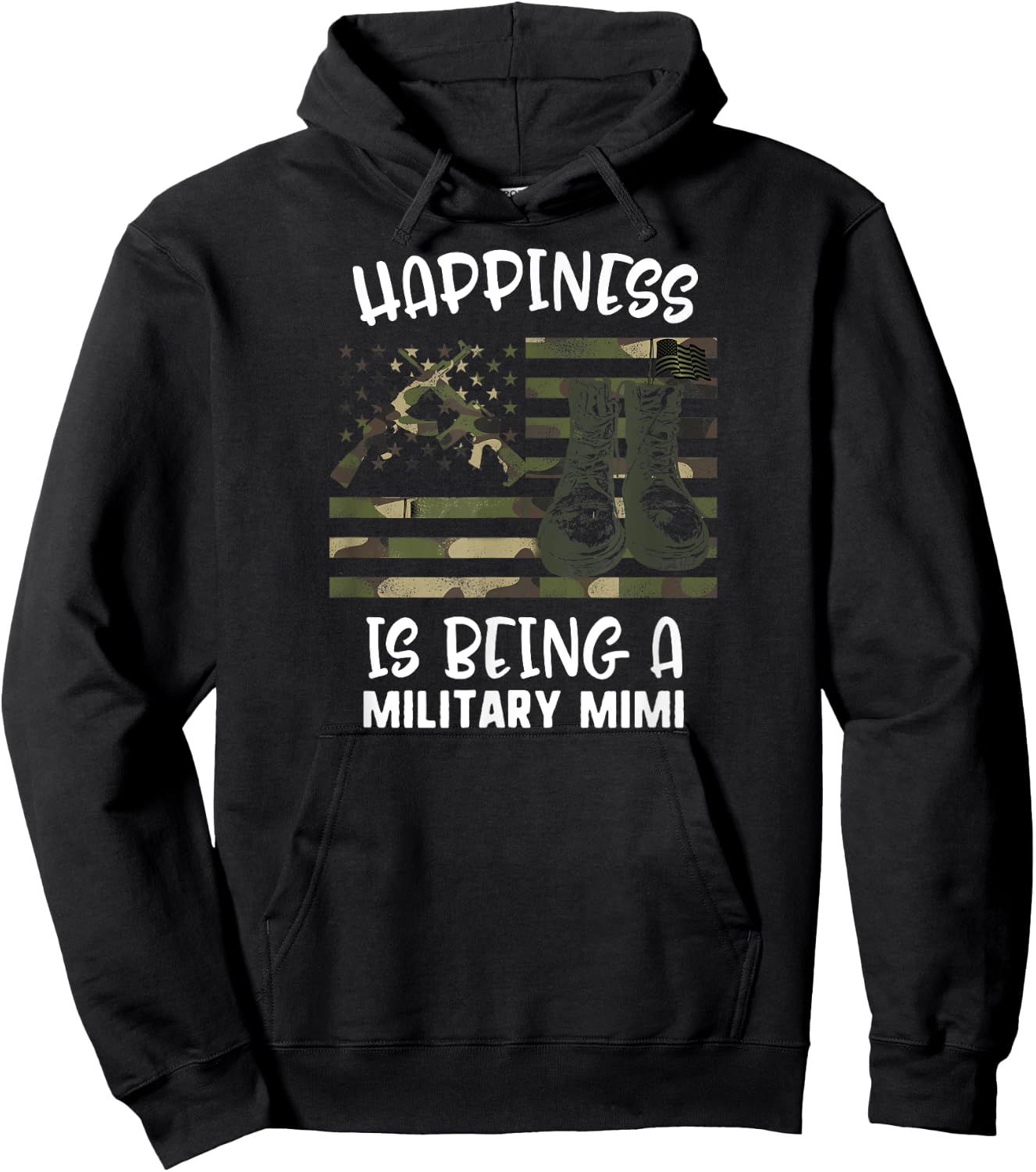 Mother's Day Happiness Is Being A Soldier Mimi Military Flag Hoodie - Hoodie | Black