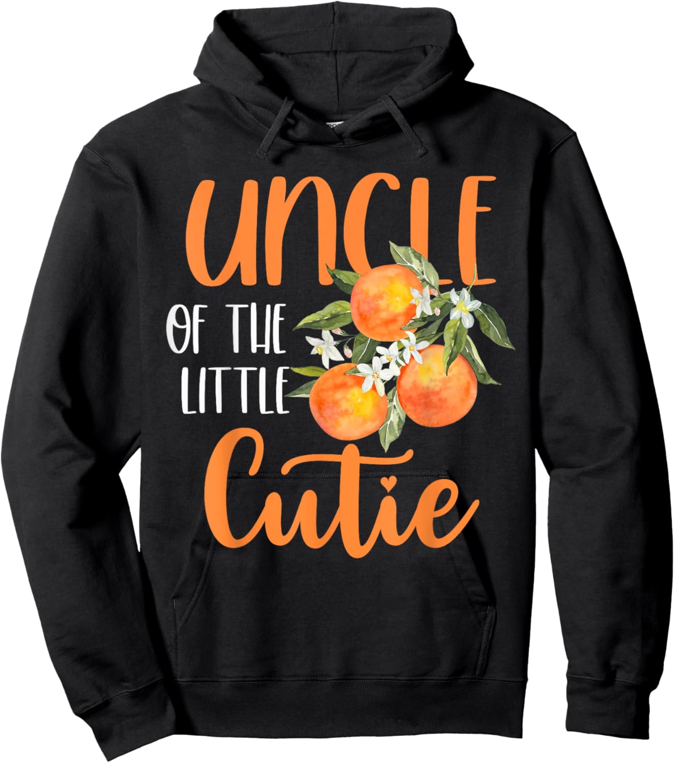 Uncle Little Cutie Baby Shower Orange 1st Birthday Party Hoodie - Hoodie | Black