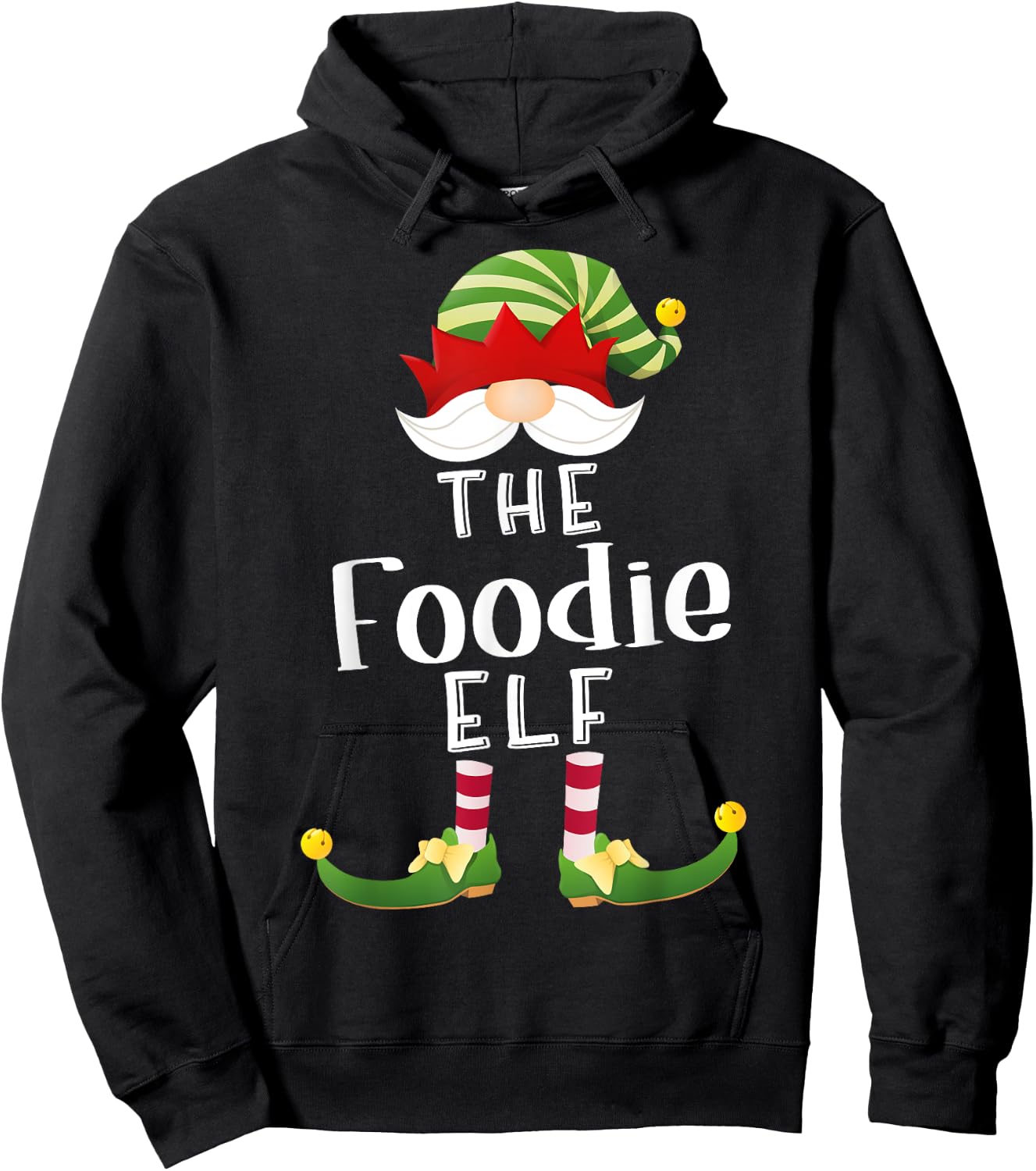 Foodie Elf Group Christmas Funny Pajama Party Hoodie - Hoodie | Black
