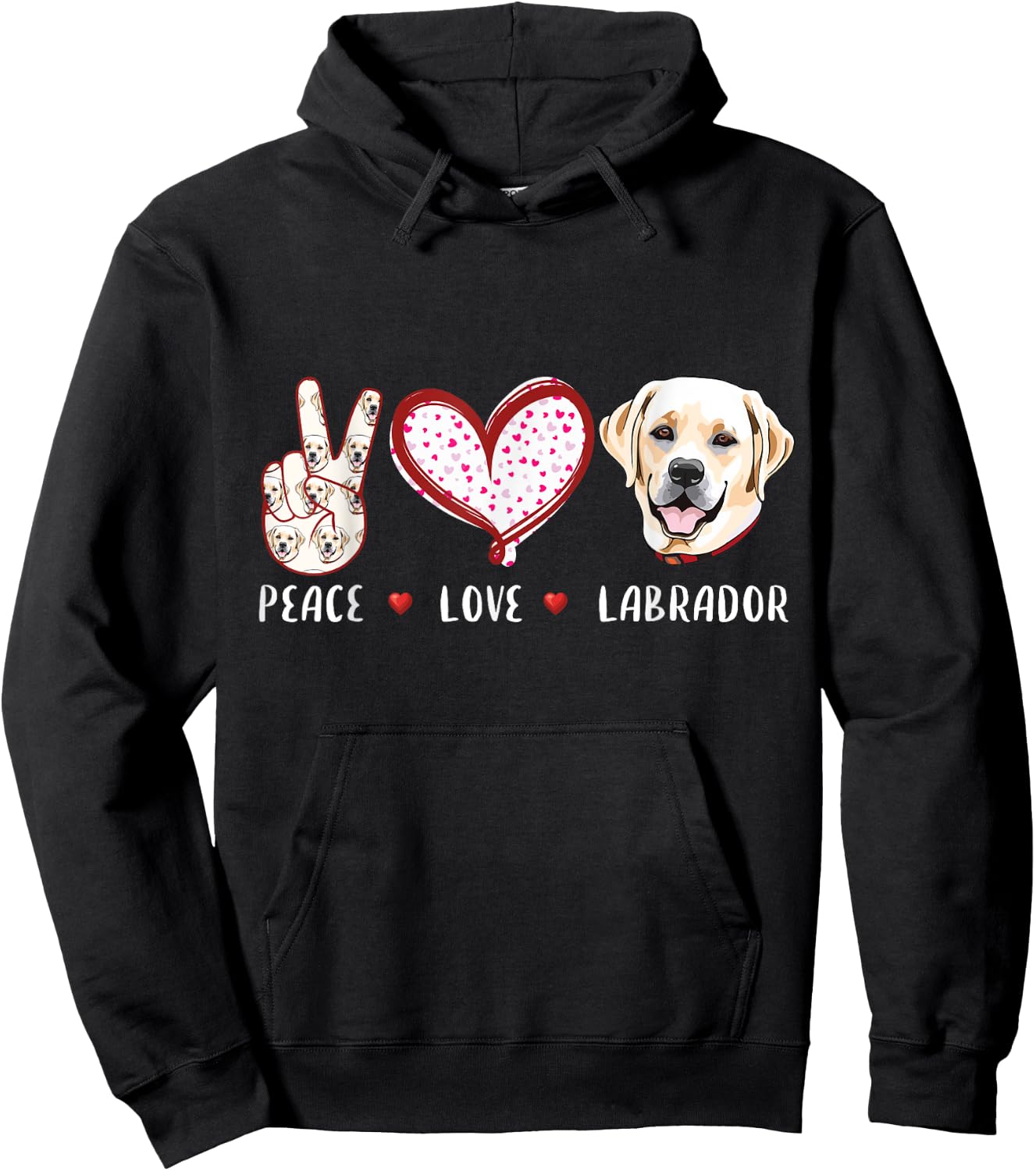 peace love Labrador retriever gift women kids girls Hoodie - Hoodie | Black