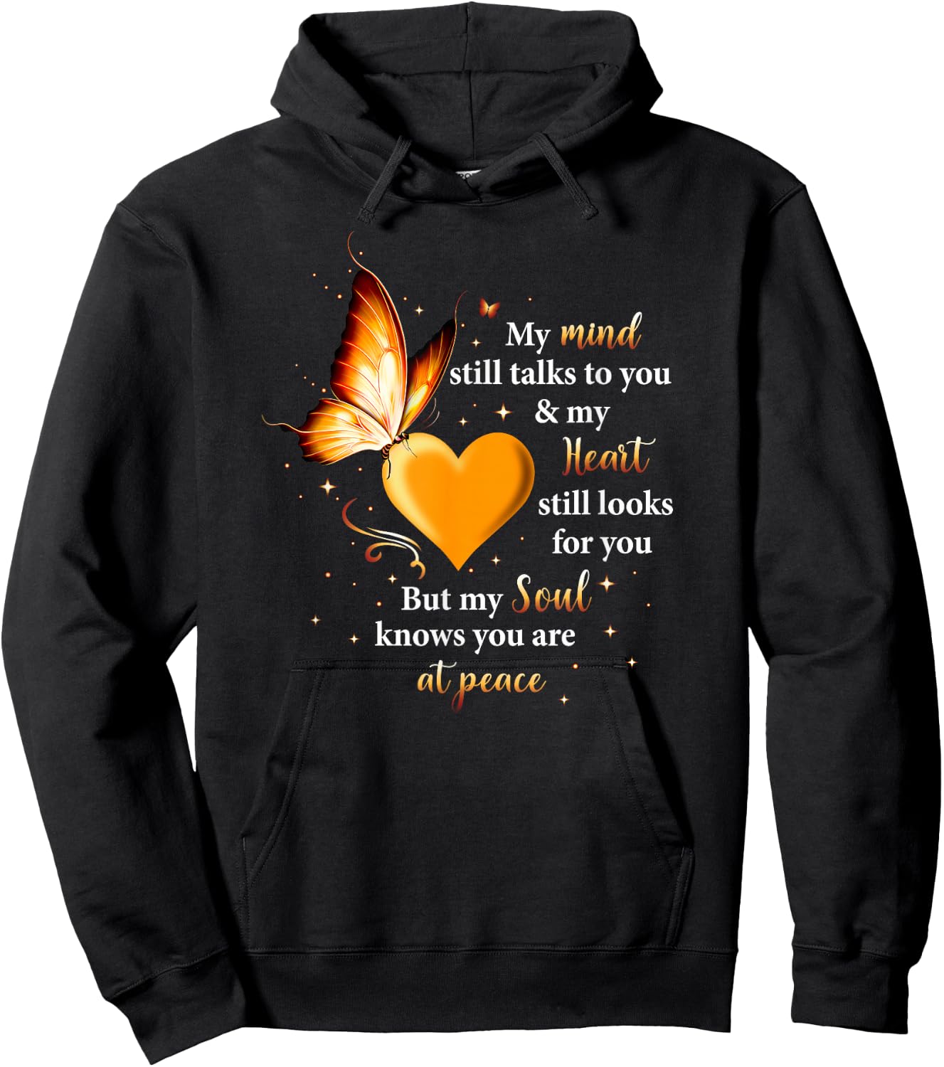 My Mind Still Talks To You Heart, Soul Butterfly Memorial Hoodie - Hoodie | Black