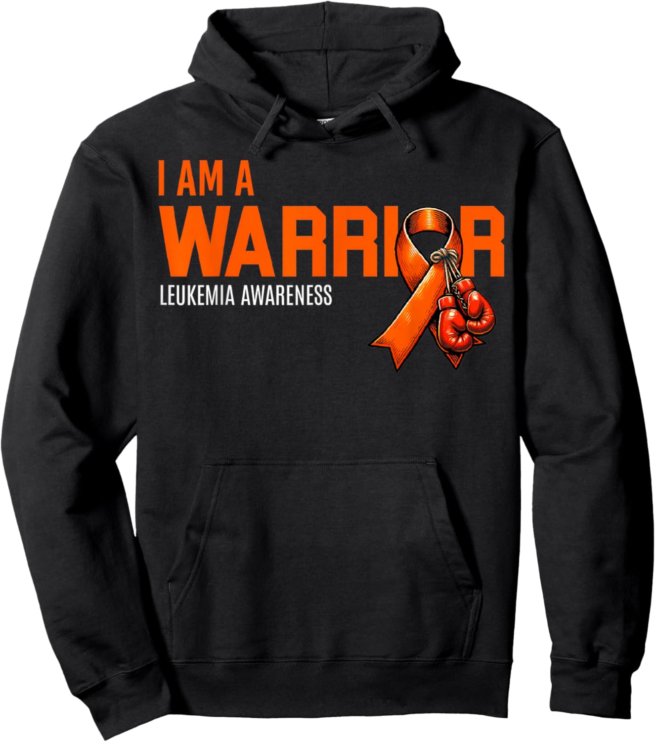 I Am A Warrior Leukemia Cancer Awareness Boxing Gloves Gifts Hoodie - Hoodie | Black