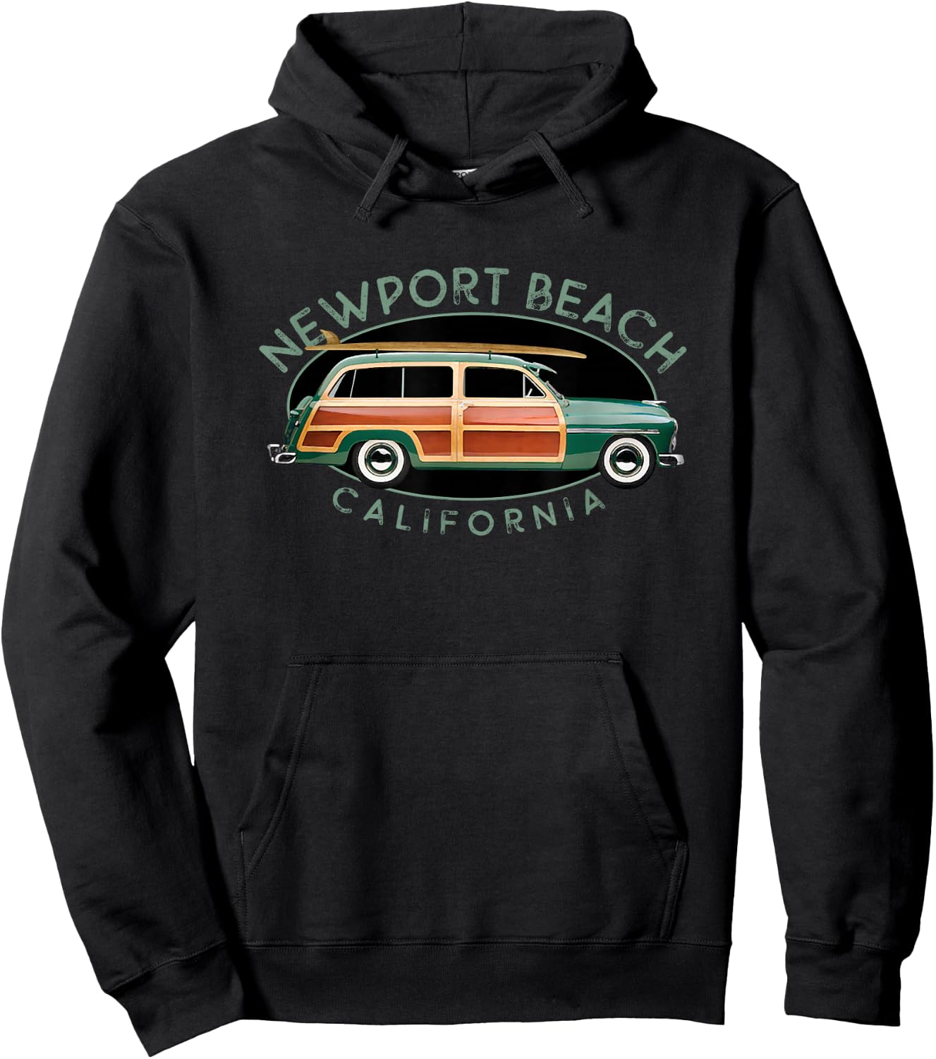 Newport Beach California Vintage Surfing Hoodie - Hoodie | Black