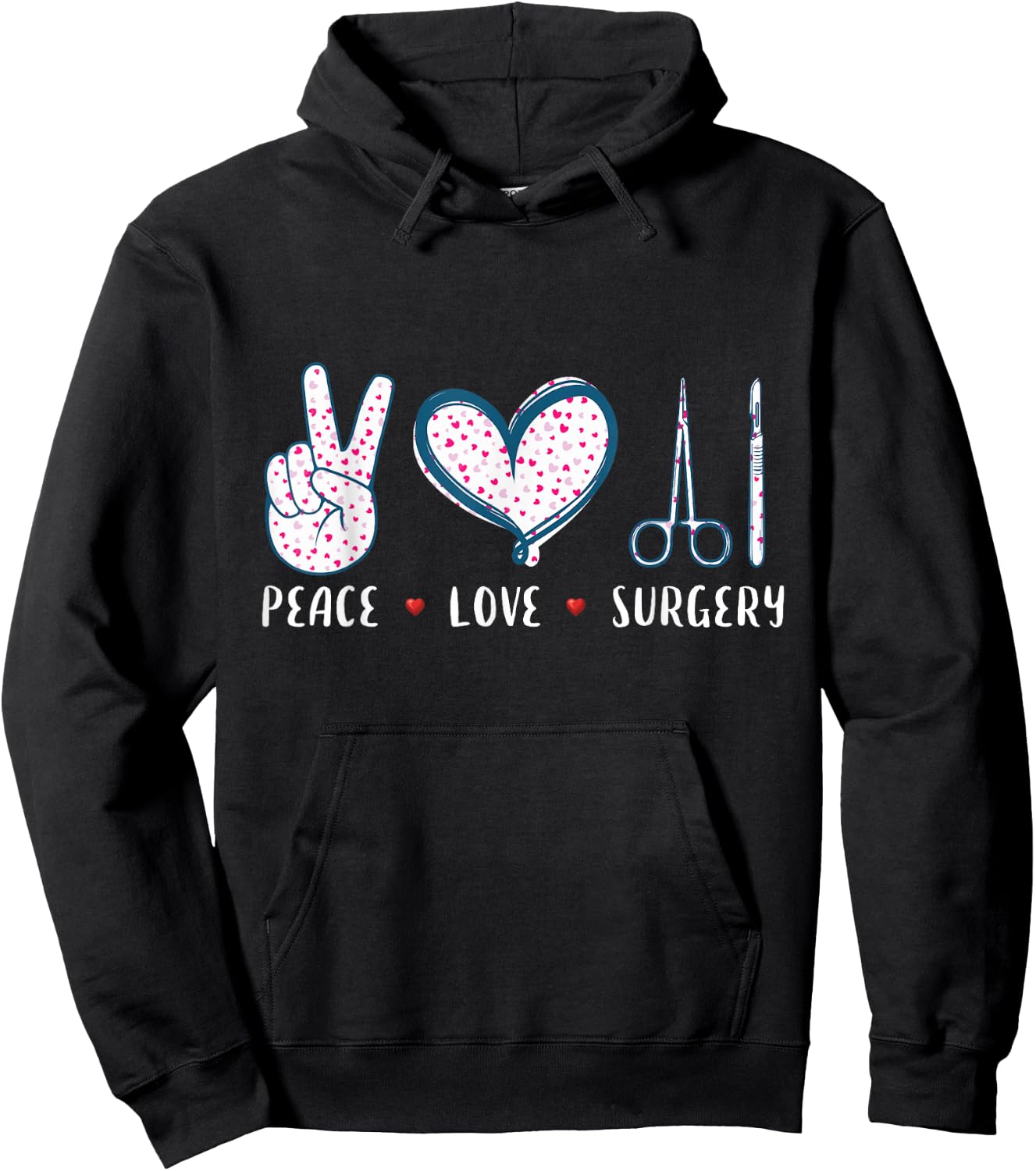 Peace Love Surgery Surgical tech Surgeon gifts women Hoodie - Hoodie | Black