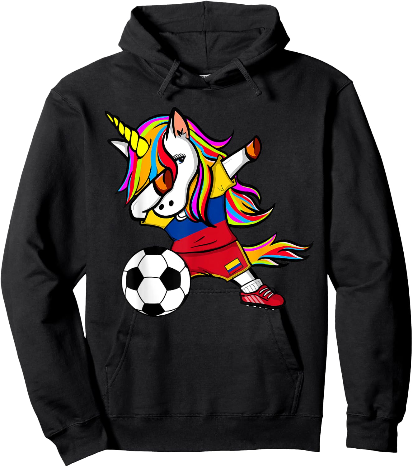 Dabbing Unicorn Colombia Soccer Jersey - Colombian Football Hoodie - Hoodie | Black