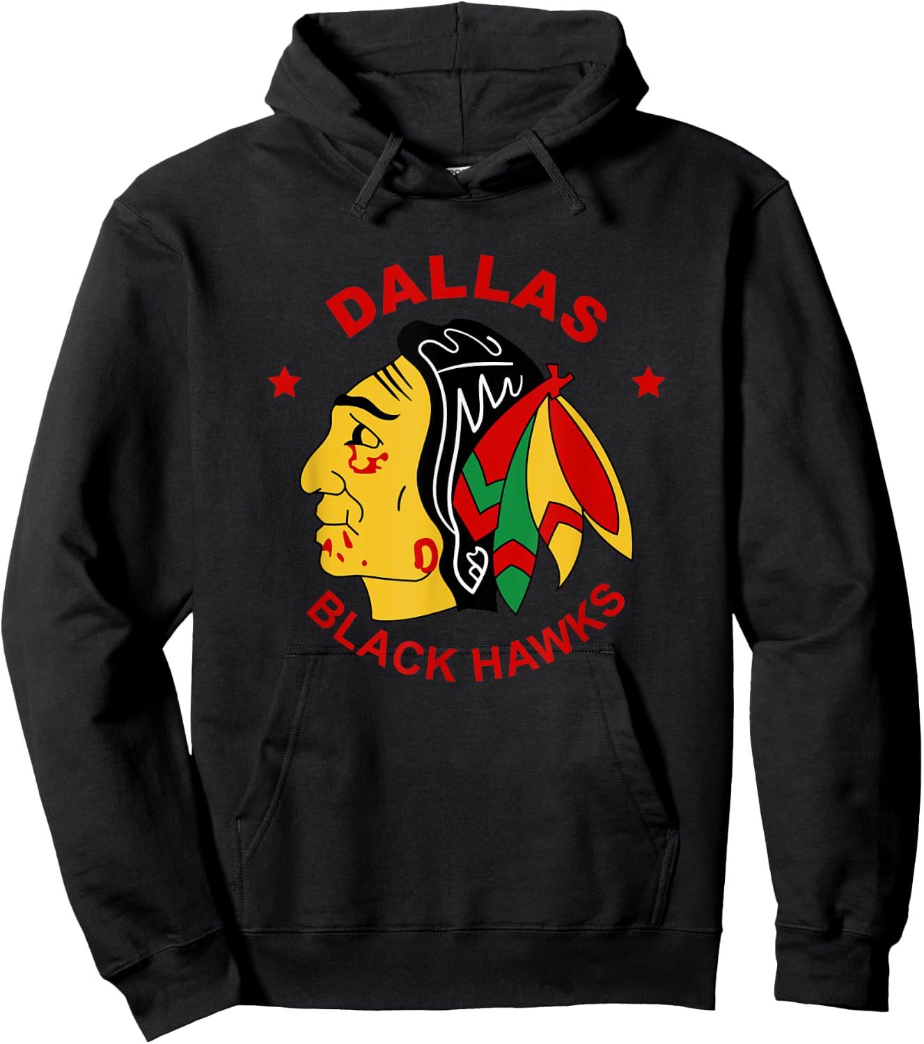 Dallas Black Hawks Vintage Hockey Fan Hoodie - Hoodie | Black