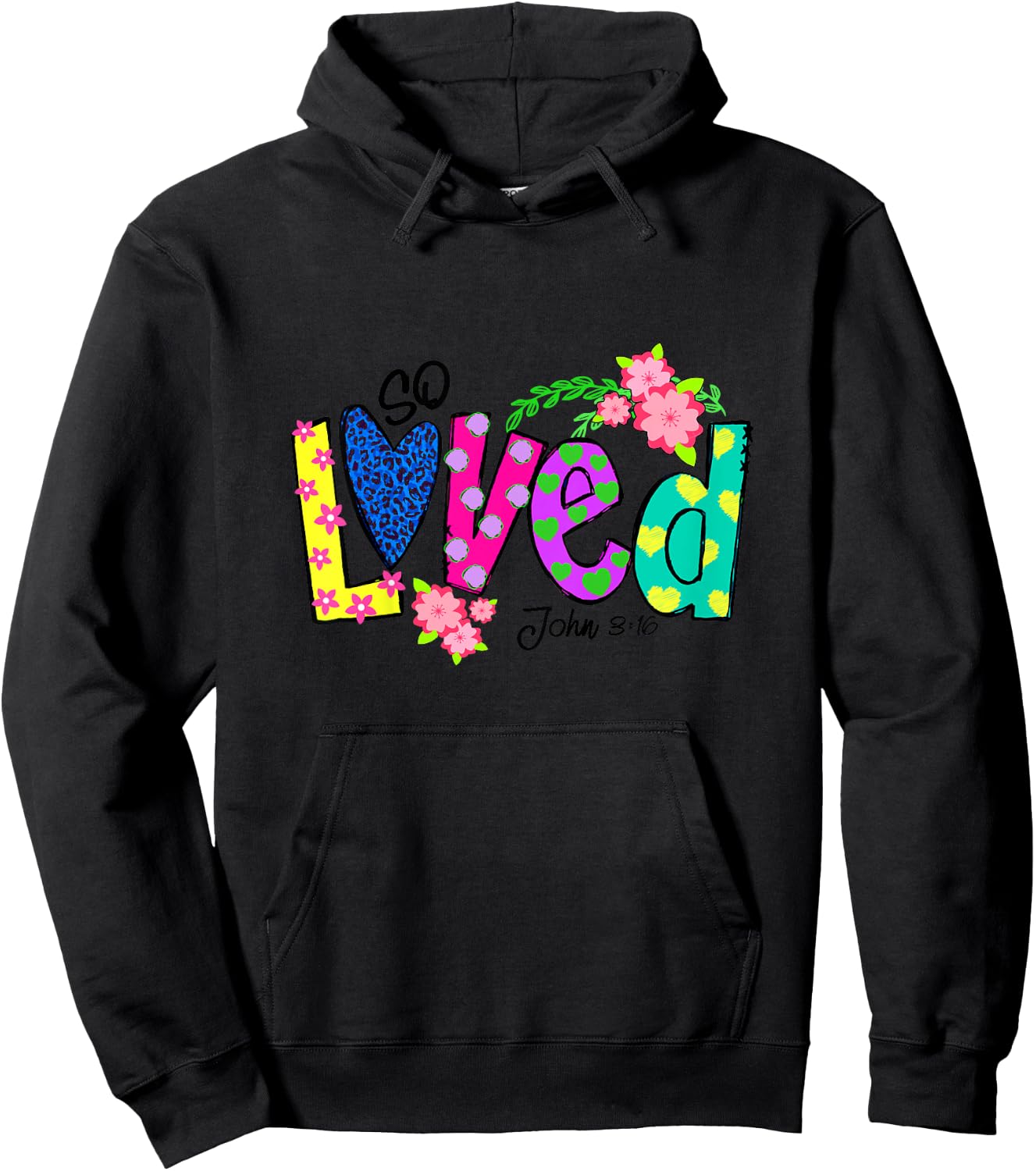 Loved Floral Polka Dots Easter Day Gift Christian Girl Boy Hoodie - Hoodie | Black