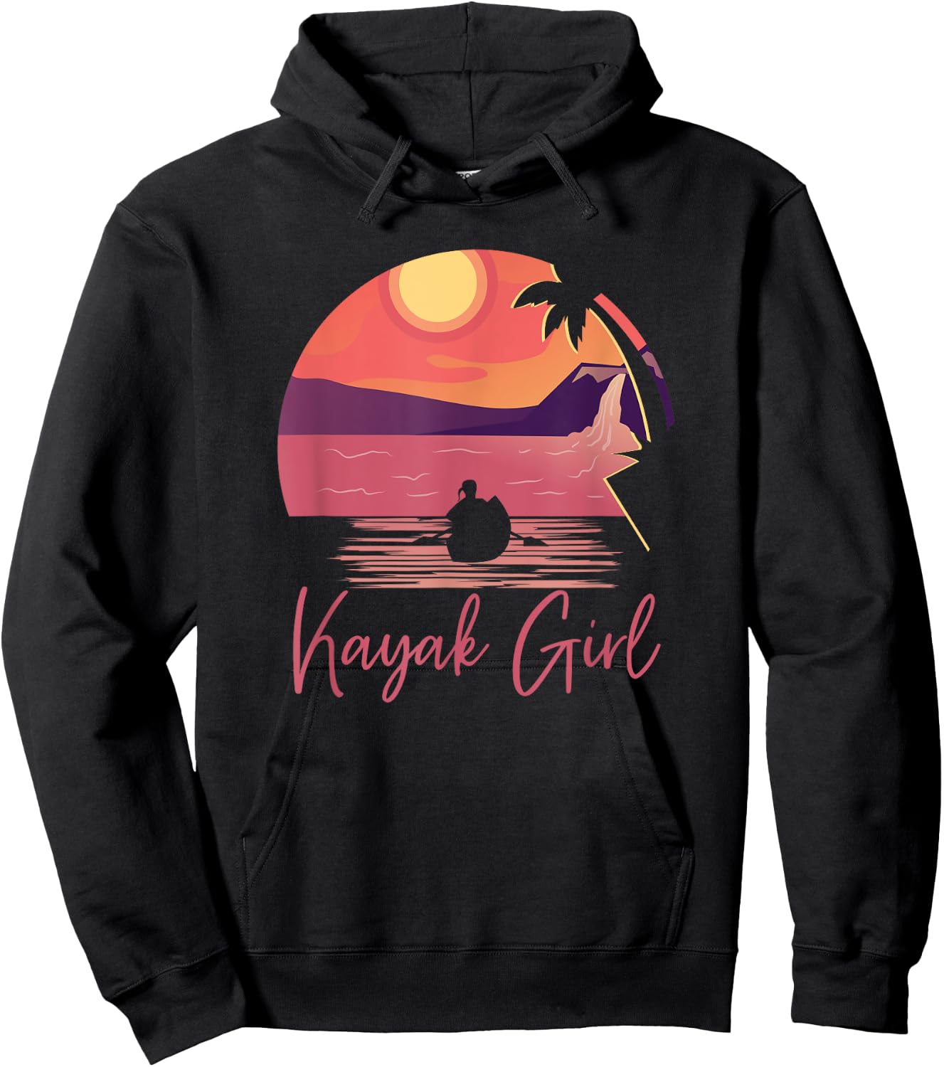 Kayak Girl Women Kayak Outdoor Sport Canoe Sunset Kayaking Hoodie - Hoodie | Black