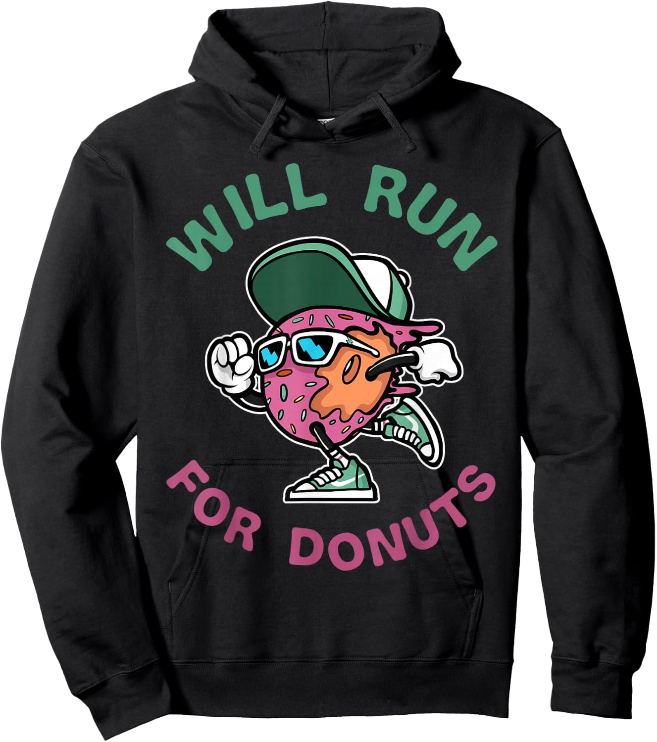 Runner WIll Run For Donuts Funny Runner Marathon Running Hoodie - Hoodie | Black