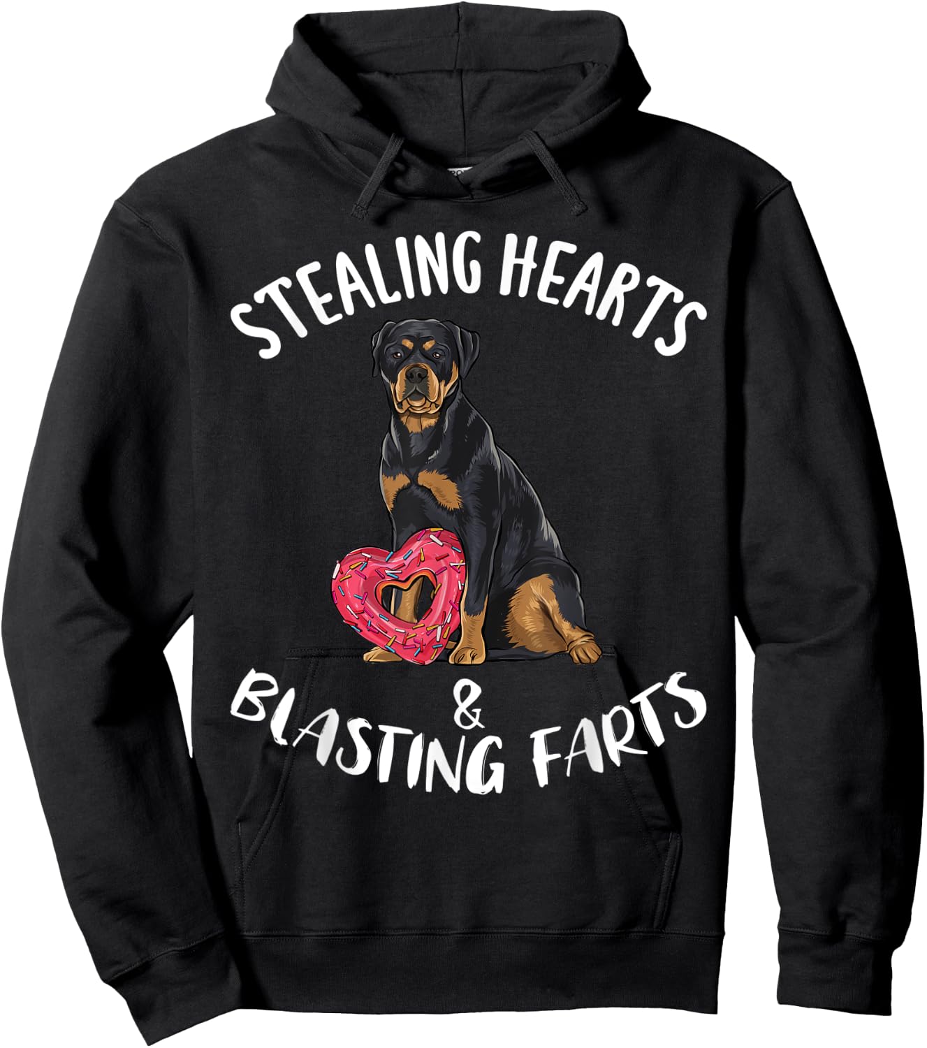Stealing Hearts Blasting Farts Rottweiler Valentines Day Hoodie - Hoodie | Black
