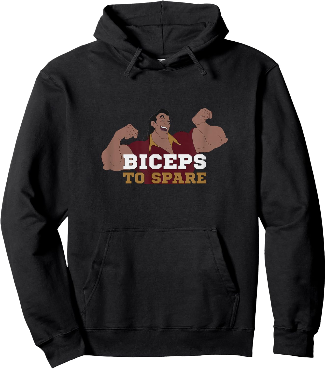 Disney Beauty & The Beast Gaston Flexing Biceps To Spare Hoodie - Hoodie | Black