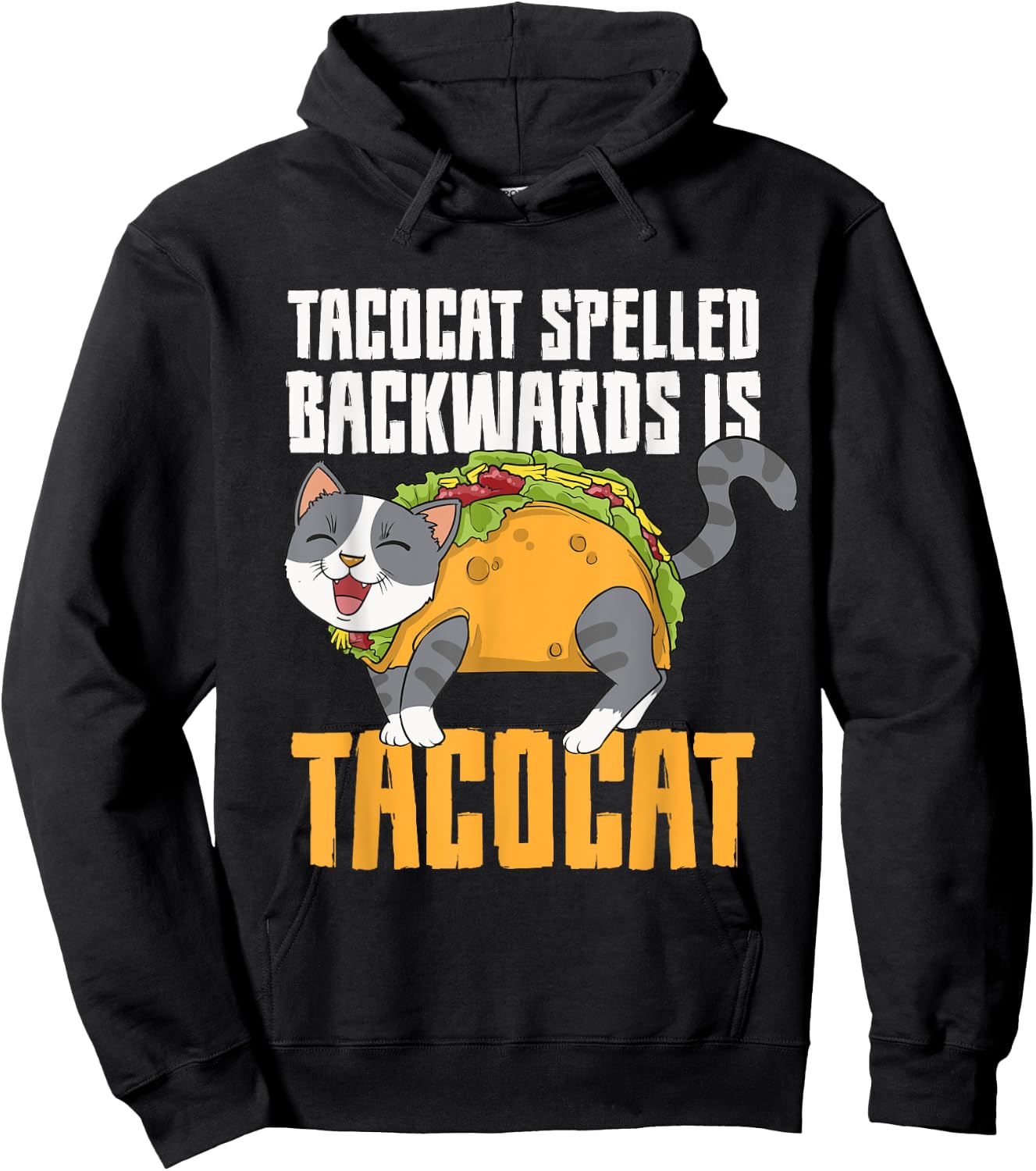 Tacocat Palindrome Taco Cat Lover Mexican Food Linguist Men Women Girls Kids Hoodie - Hoodie | Black