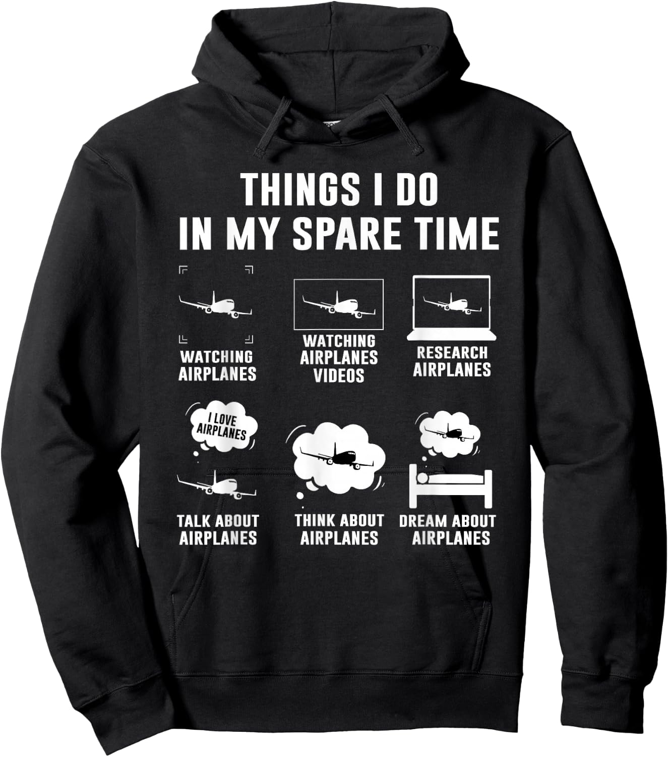 Things I do in My Spare time Airplane Gift Hoodie - Hoodie | Black