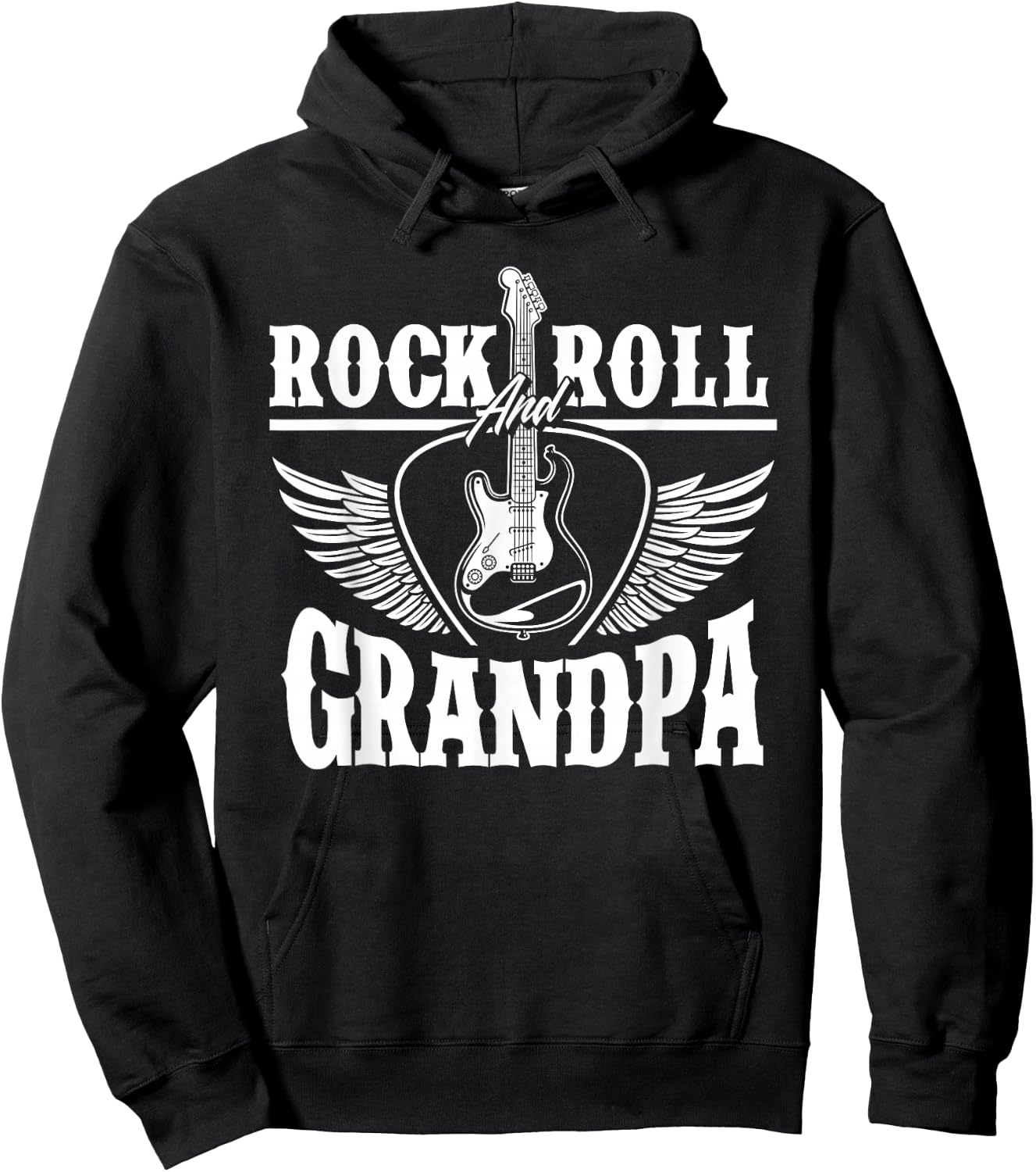 Rock And Roll Grandpa Funny Grandfather Guitarist Gift Hoodie - Hoodie | Black
