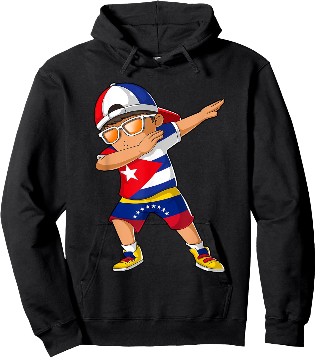 Half Cuban Half Venezuelan Boy Kid Cuba Venezuela Flag Hoodie - Hoodie | Black