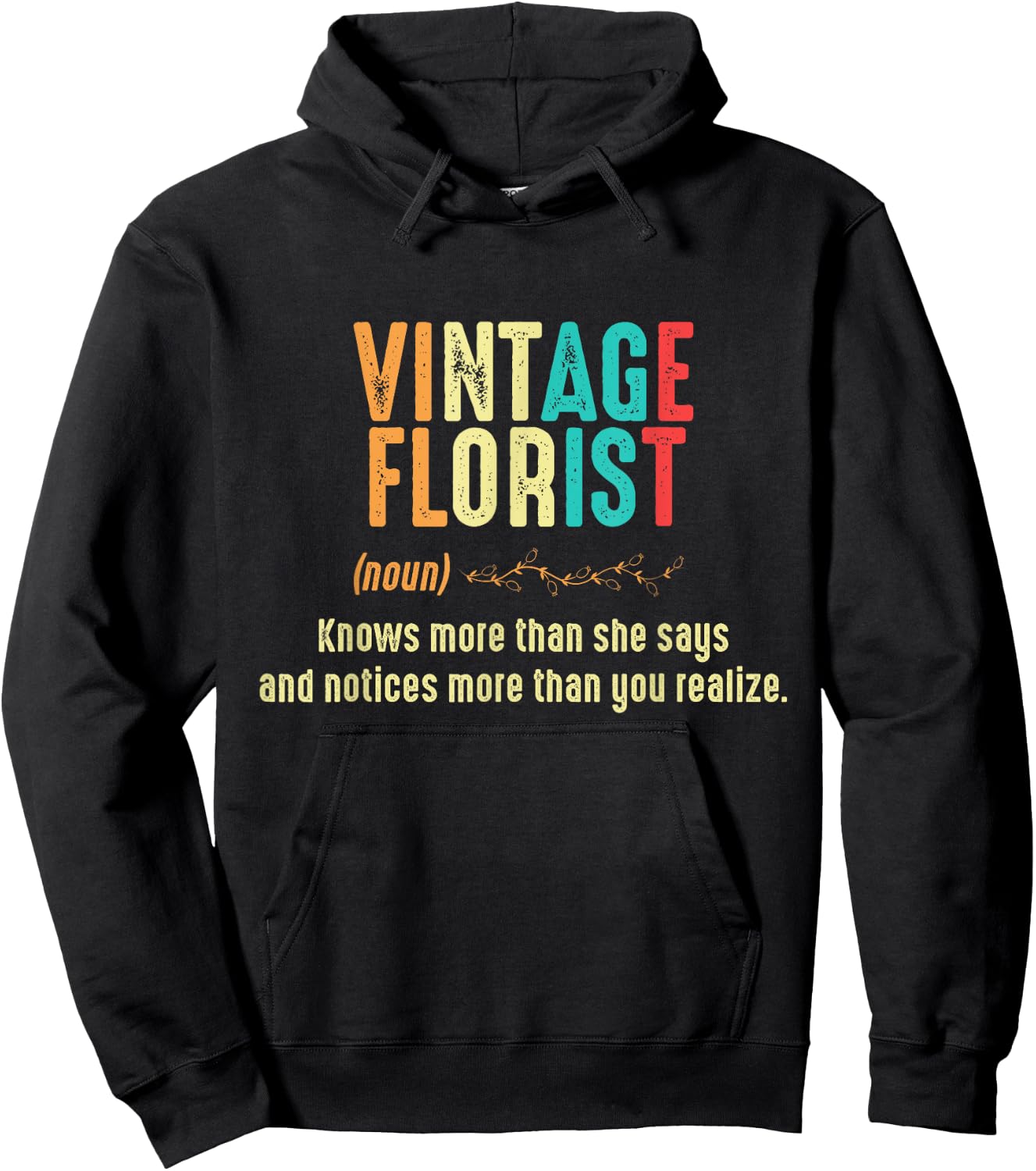 Vintage Florist Definition Floral Arrangement Hoodie - Hoodie | Black