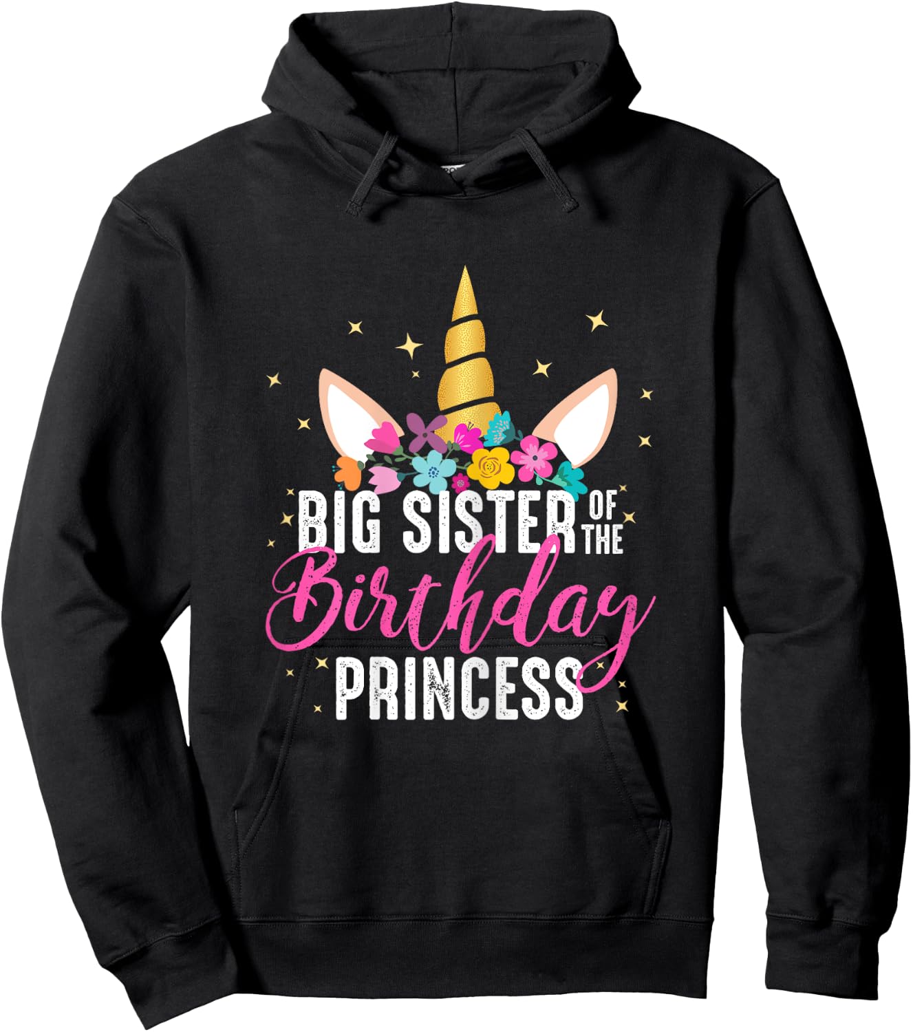 Big Sister Of The Birthday Princess Gift Unicorn Birthday Hoodie - Hoodie | Black