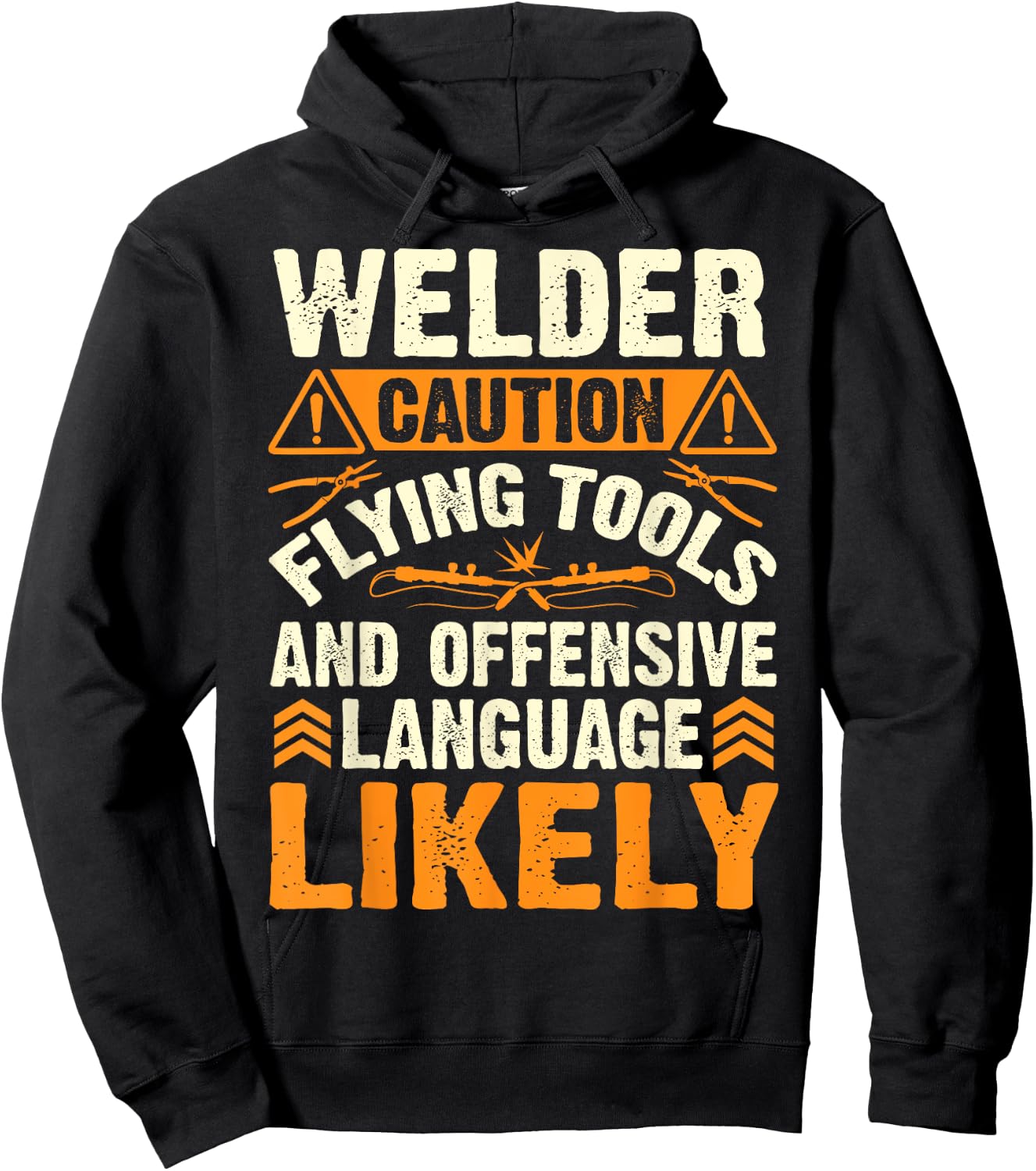 Welder Caution Flying Funny Welder Welding Men Dad Father Hoodie - Hoodie | Black