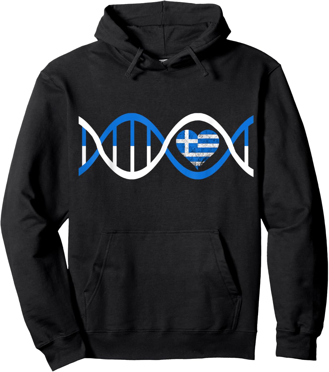 Greece Heart Greek DNA Strand Greek Genetics Hoodie - Hoodie | Black