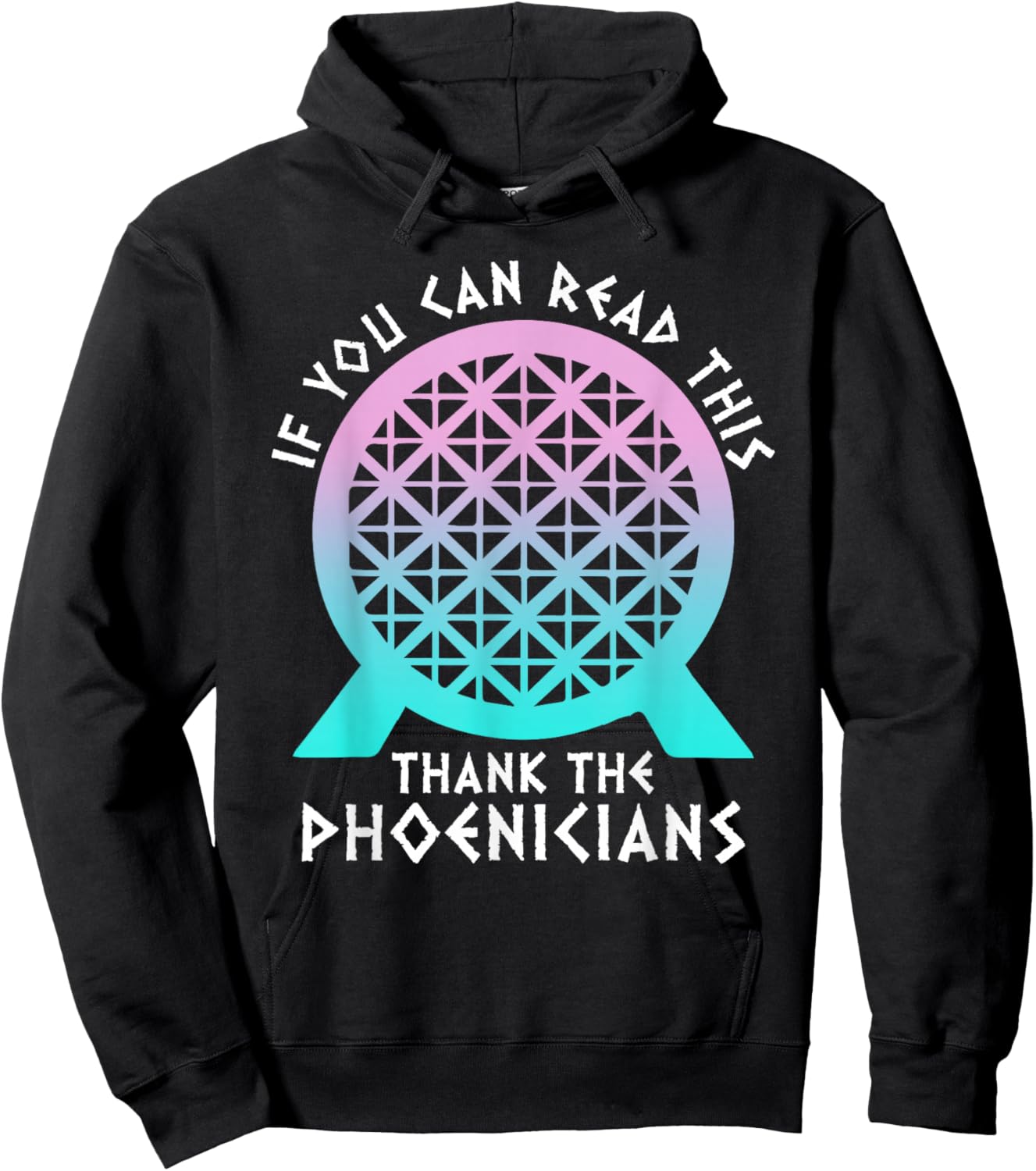 SOMMAS PHOENICIANS If You Can Read This Thank Phoenicians Women's Black Modern Casual Letter Print , Small Hoodie - Hoodie | Black