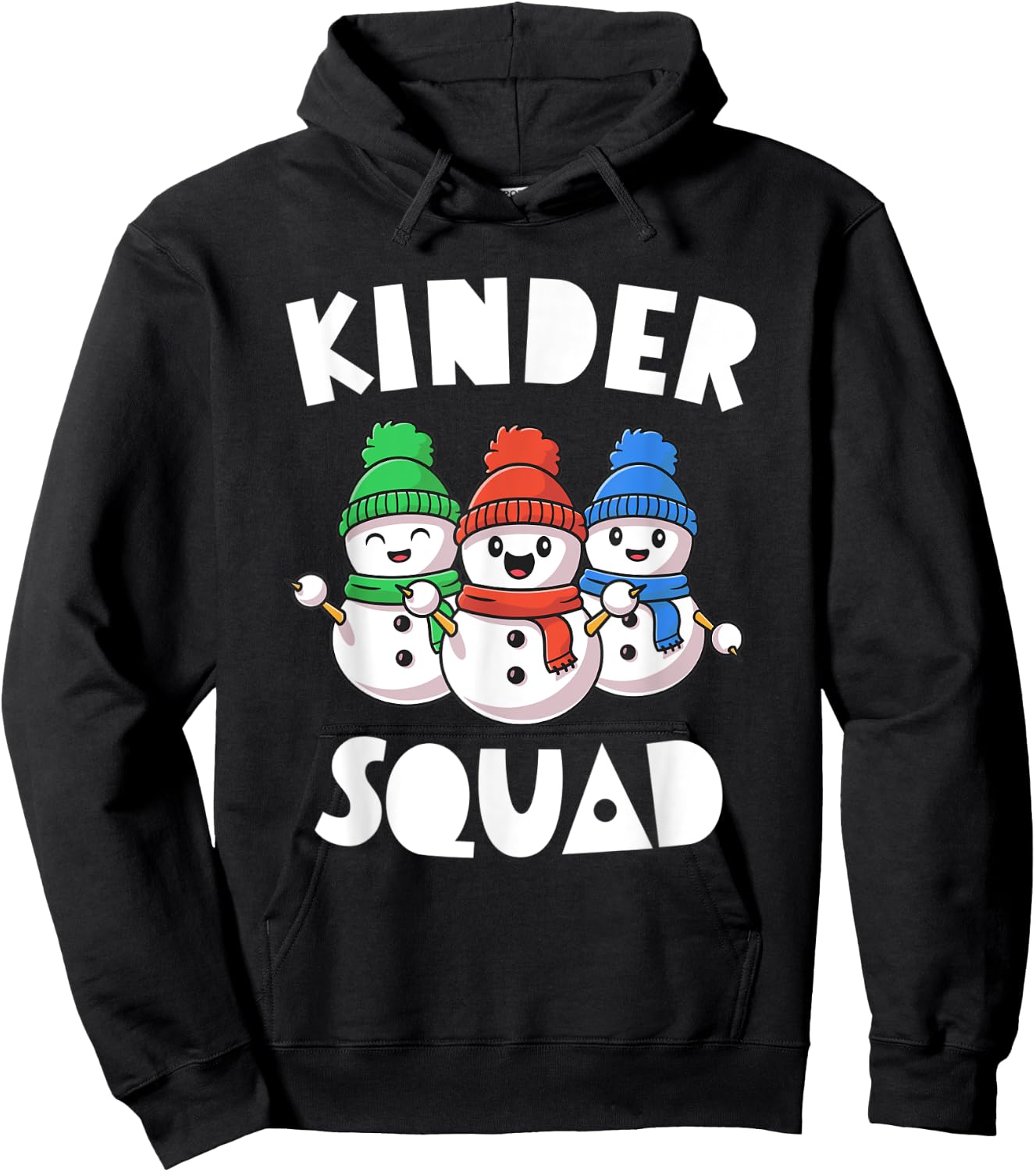 Kinder Squad Kindergarten Christmas Shirt Teacher Snowmies Hoodie - Hoodie | Black