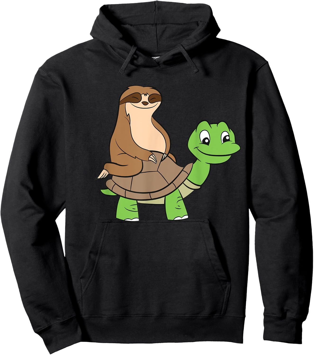 Sloth On Turtle Funny Sloth Rides Turtle Sloths Lover Hoodie - Hoodie | Black