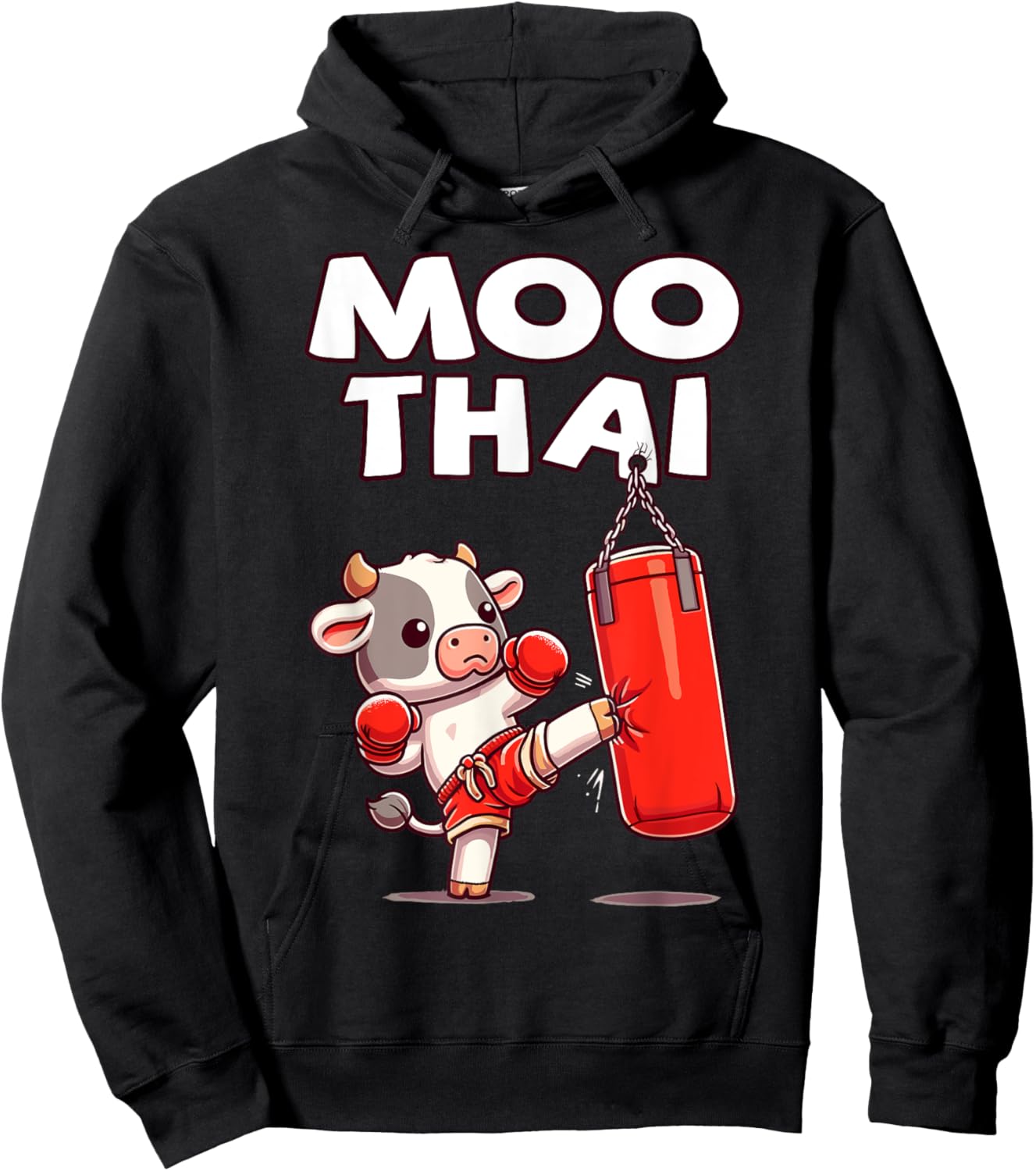 Moo Thai, Muay Thai Cow | Thai Boxing For Kids, Muay Thai Hoodie - Hoodie | Black