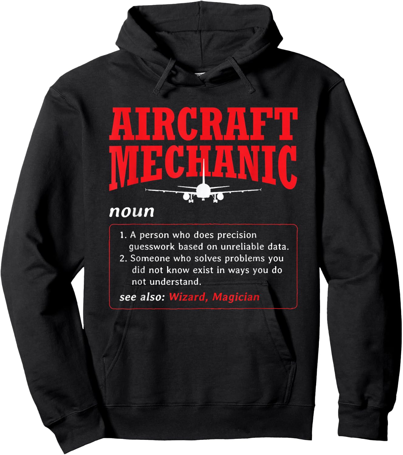 Aircraft Mechanic Definition Airplane Aircraft Mechanic Hoodie - Hoodie | Black
