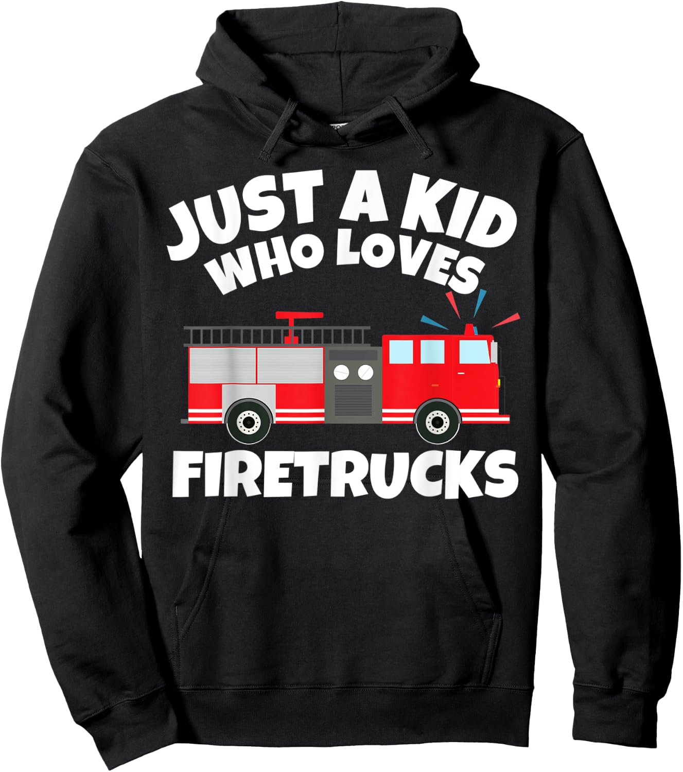 Just A Kid Who Loves Firetrucks Kids Boys Toddlers Gift Hoodie - Hoodie | Black