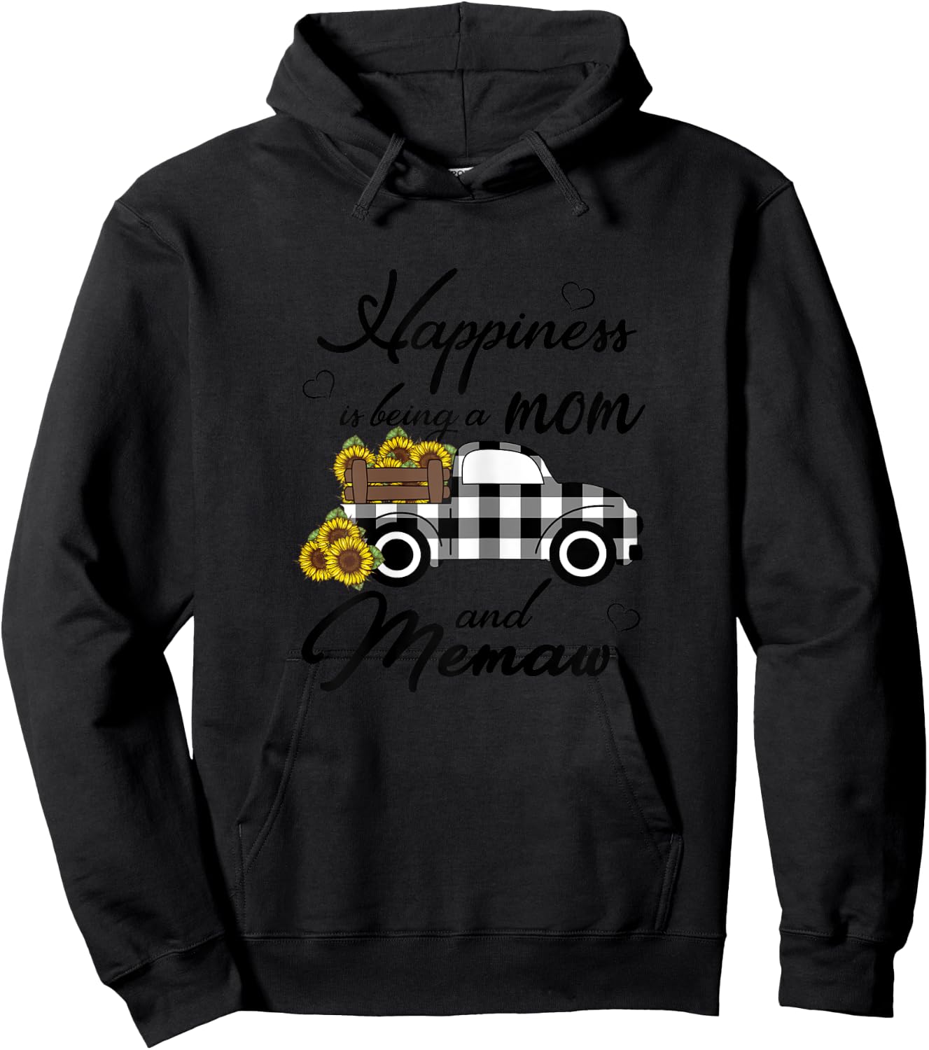 Sunflower Grandma Shirt Happiness is being a Mom and Memaw Hoodie - Hoodie | Black