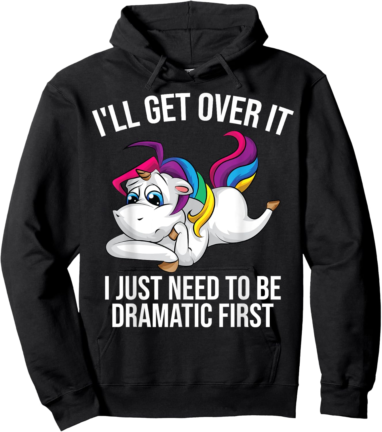 Funny Unicorn Lover Gift | Cute Drama Queen Girls Kids Women Hoodie - Hoodie | Black