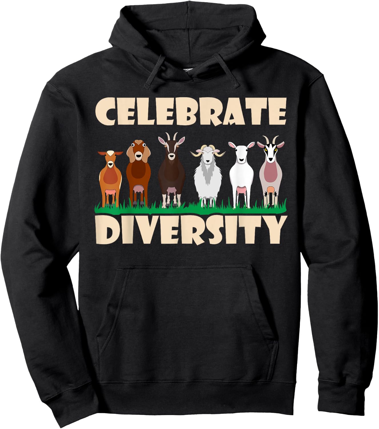 Funny Goat Gift Women Cool Celebrate Diversity Goat Hoodie - Hoodie | Black
