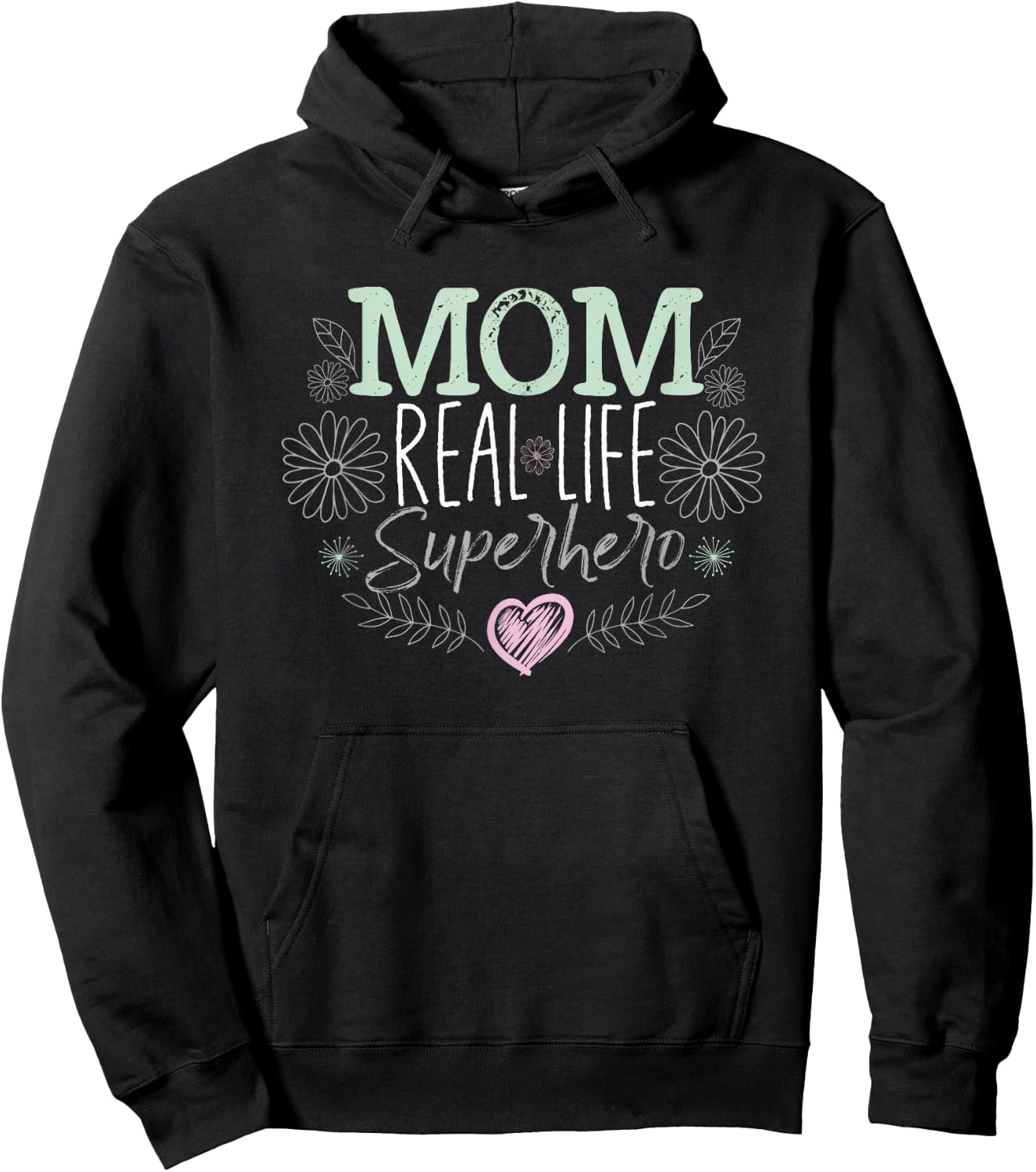 Mom Real Life Superhero Design | Mother’s Day Hoodie - Hoodie | Black