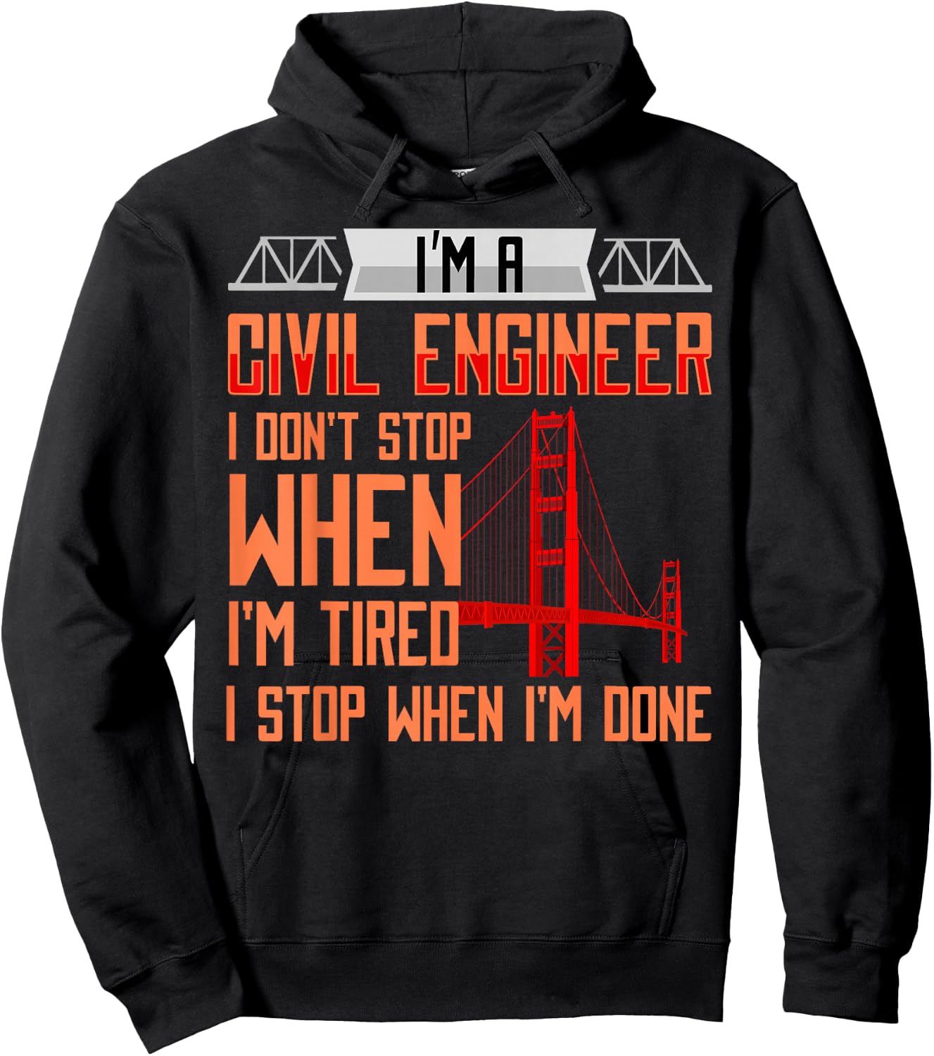 Civil Engineer Funny Bridge Engineering Hoodie - Hoodie | Black