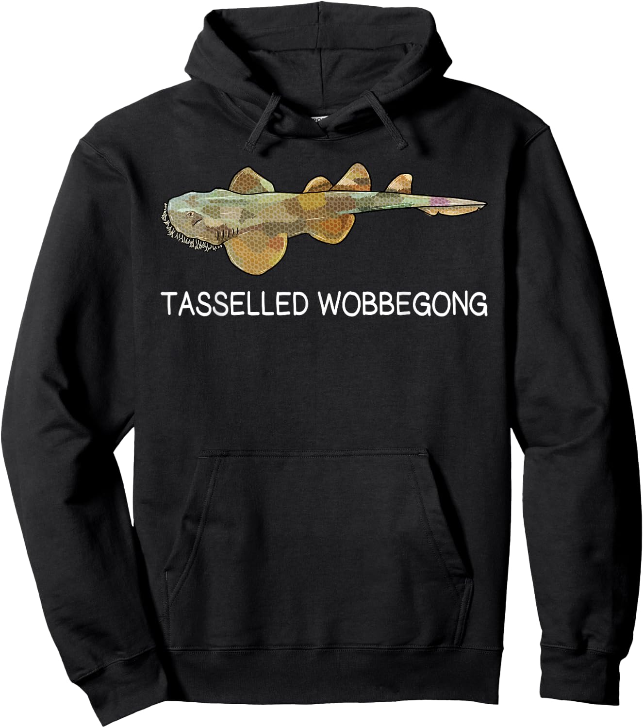 Tasselled Wobbegong Shark Lover Hoodie - Hoodie | Black