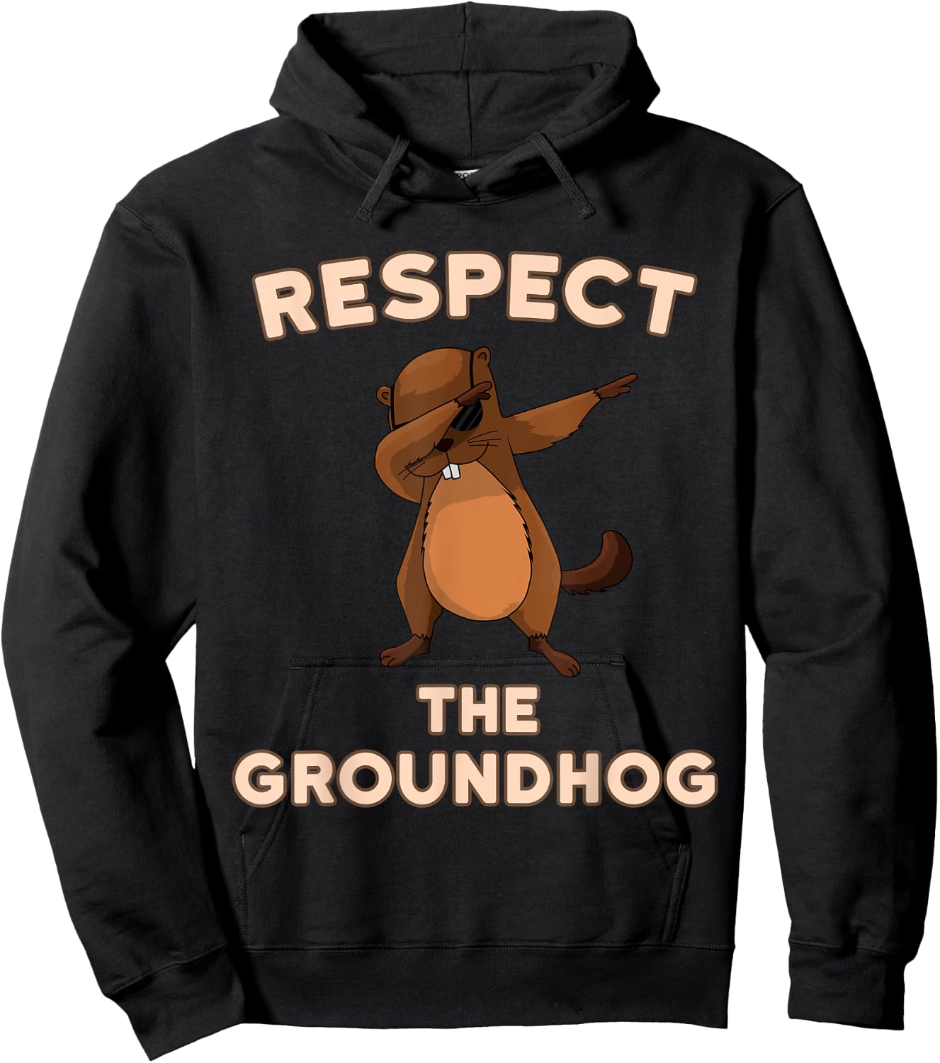 Dabbing Groundhog Day Respect the Groundhog Funny Hoodie - Hoodie | Black